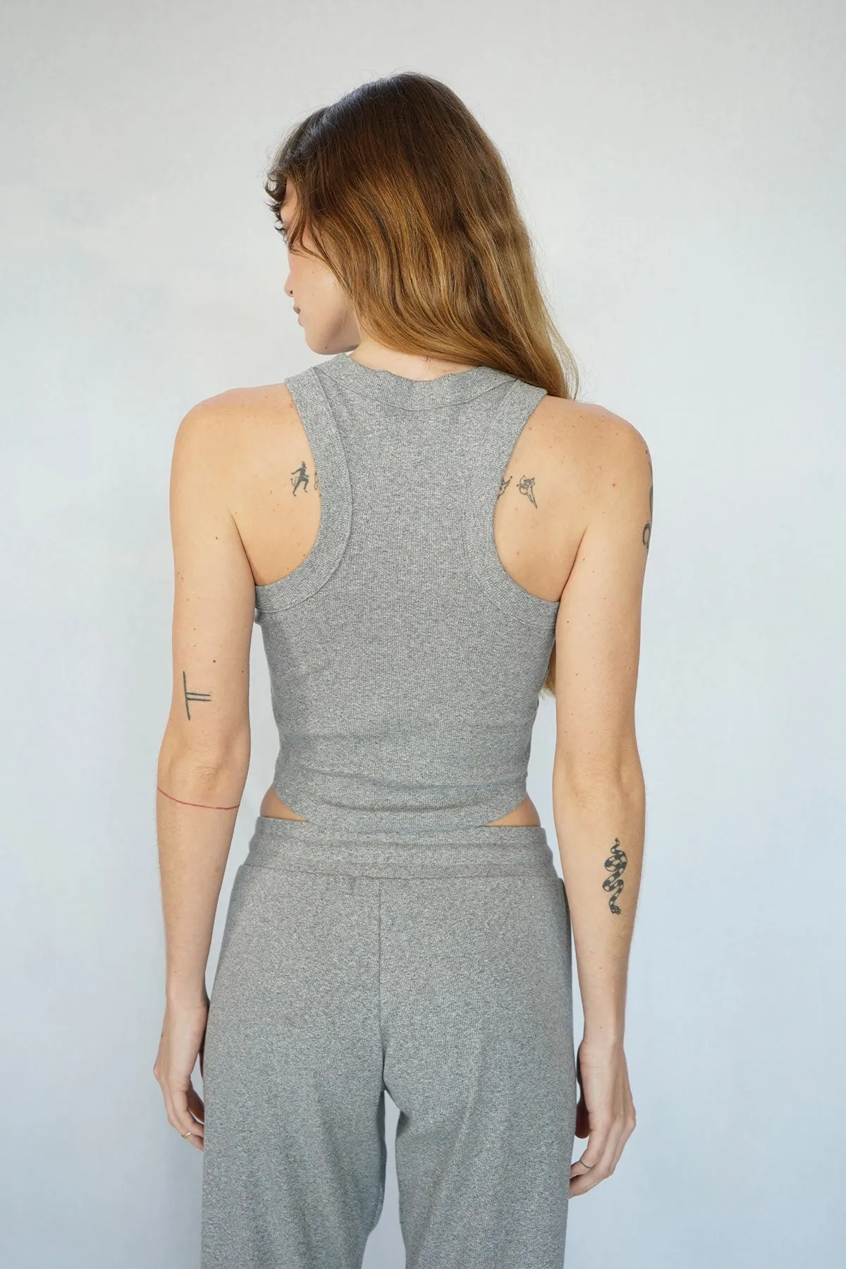 Detra Cotton Rib Tank - Heather Grey