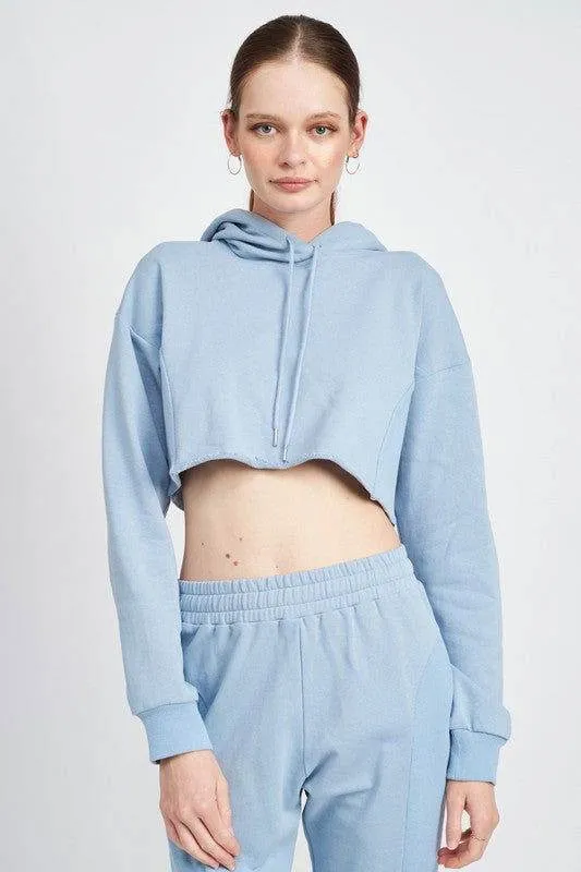 Emory Park Cropped Hoodie With Drawstrings