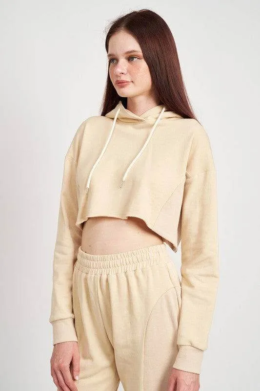 Emory Park Cropped Hoodie With Drawstrings