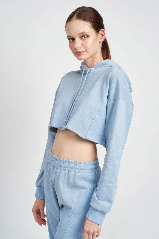 Emory Park Cropped Hoodie With Drawstrings