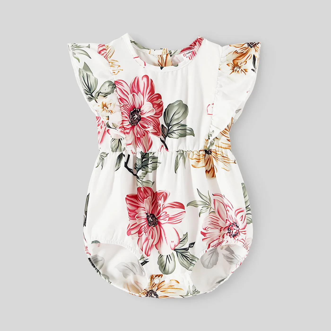 Family Matching Allover Floral Print Notched Neck Belted Dresses and Short-sleeve Colorblock T-shirts Sets