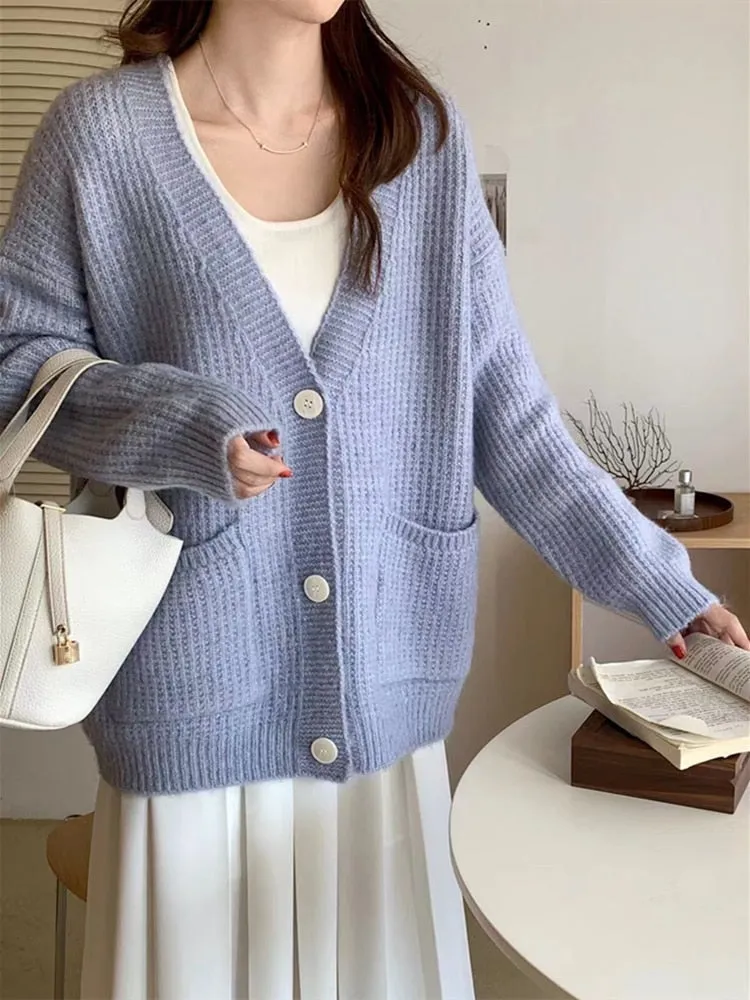 FashionSierra - Chic Vintage Oversized Sweaters Winter Knitted Cardigans