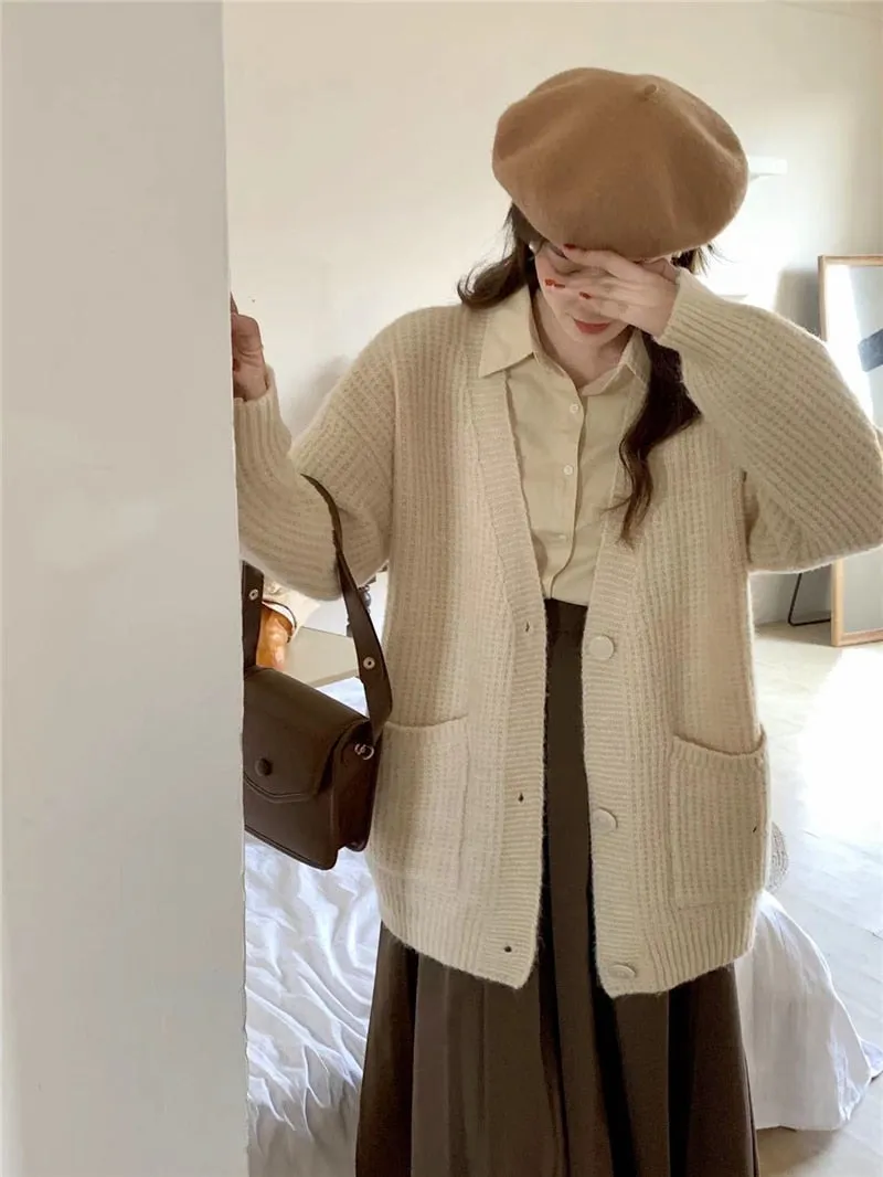 FashionSierra - Chic Vintage Oversized Sweaters Winter Knitted Cardigans