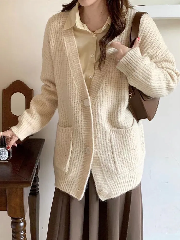 FashionSierra - Chic Vintage Oversized Sweaters Winter Knitted Cardigans