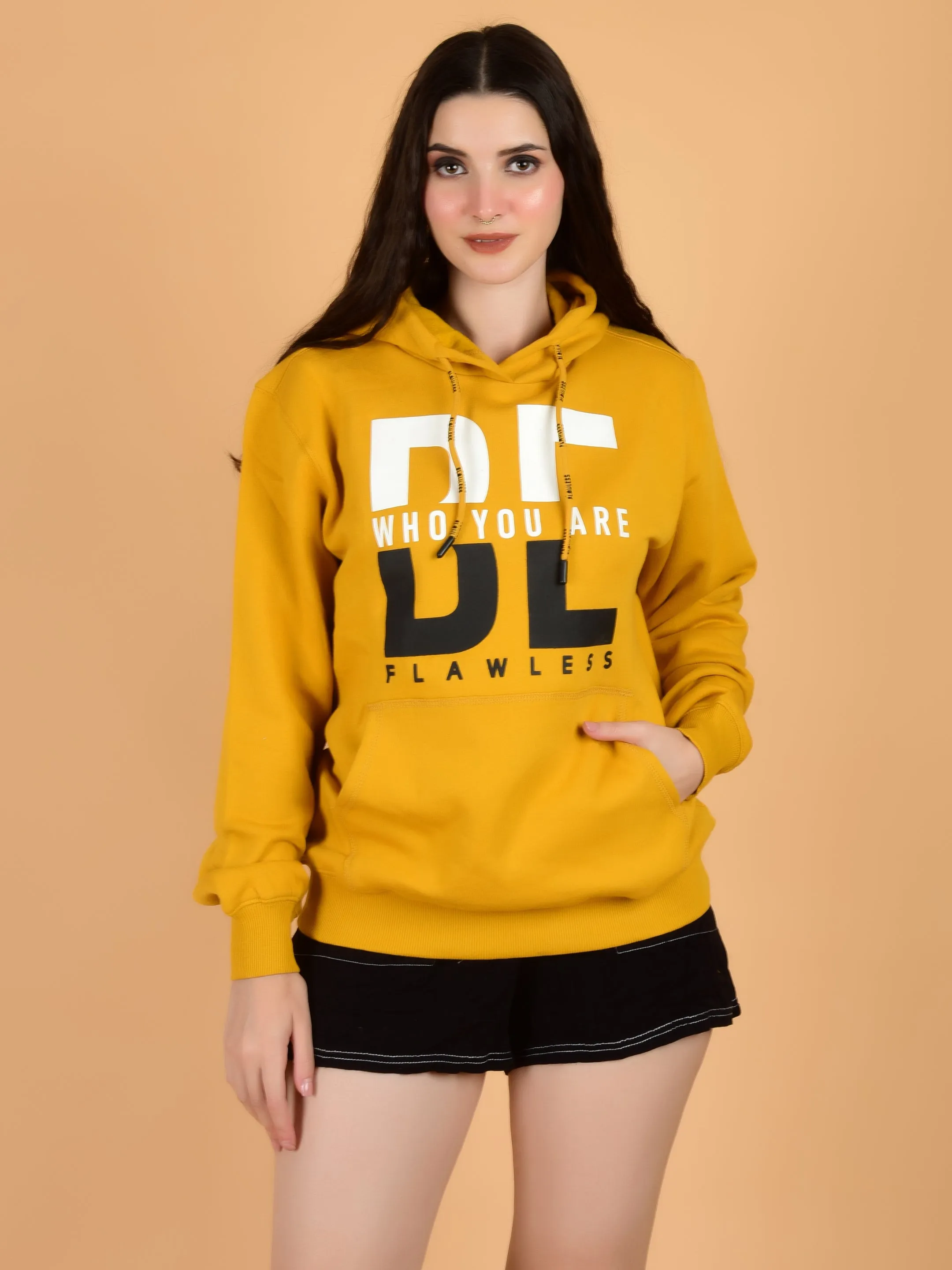 Flawless Trendy Women Yellow Hoodie