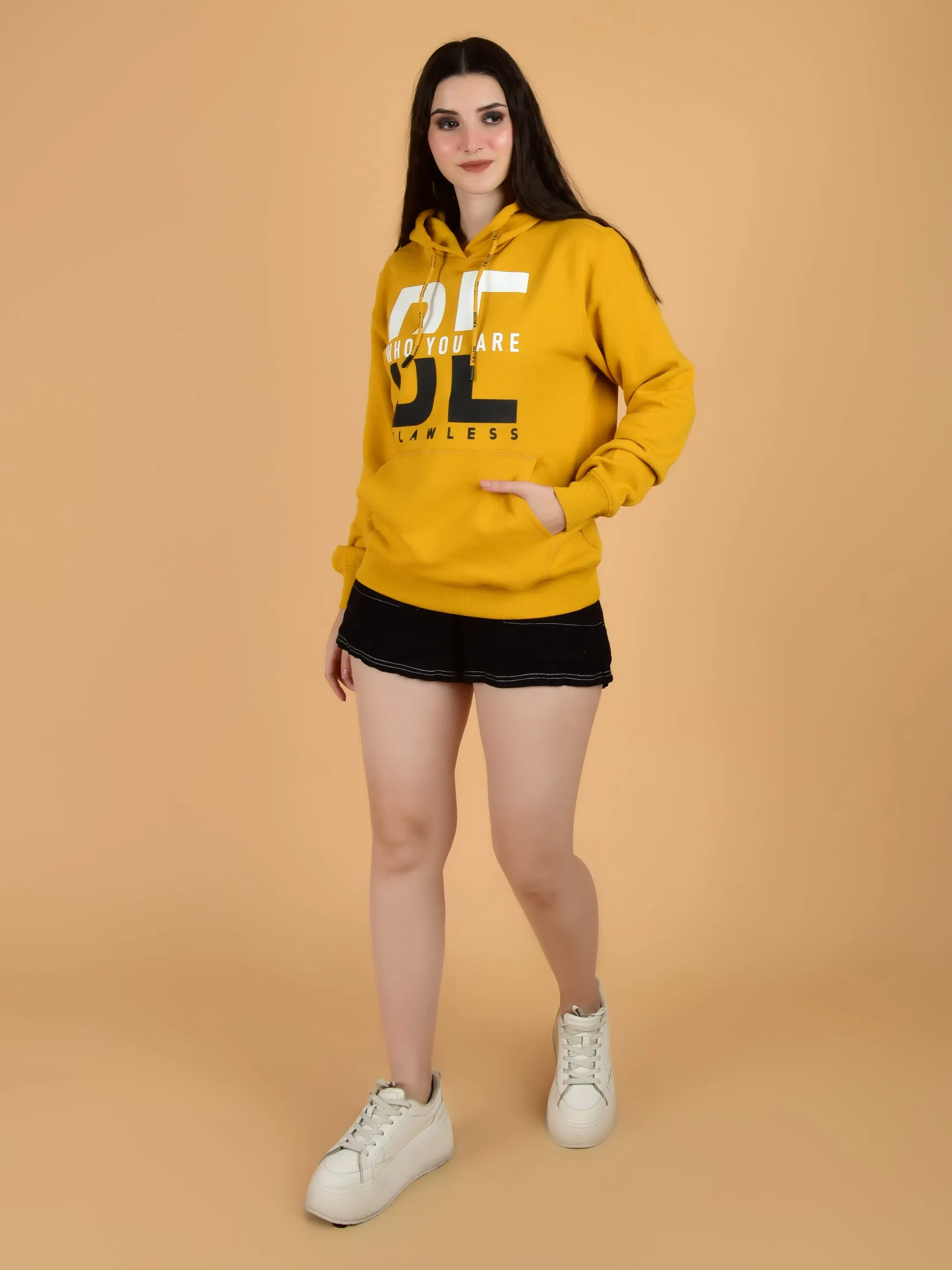 Flawless Trendy Women Yellow Hoodie