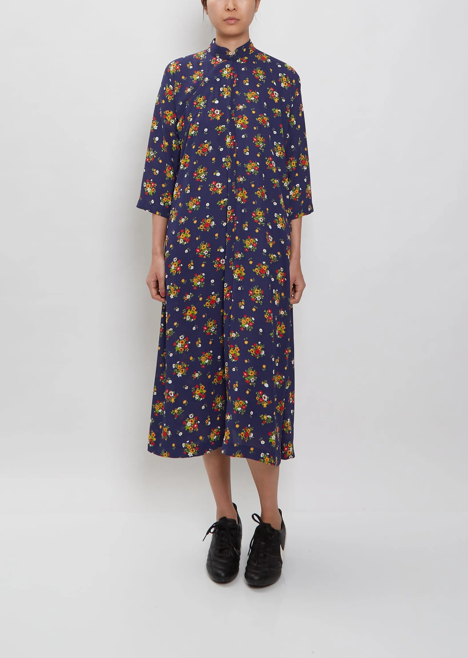 Floral Mandarin Collar Dress