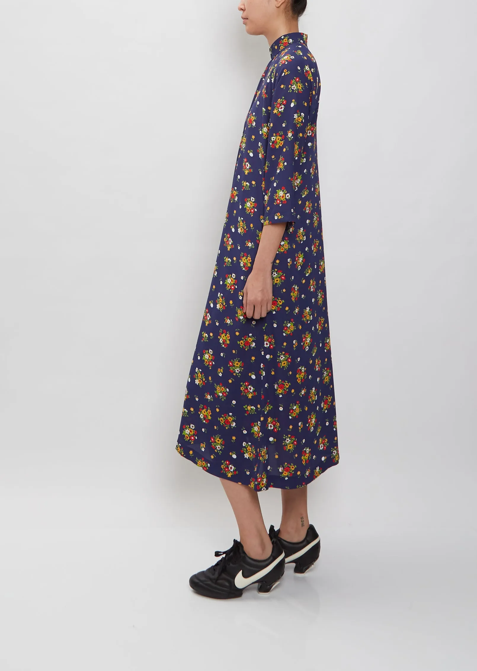 Floral Mandarin Collar Dress