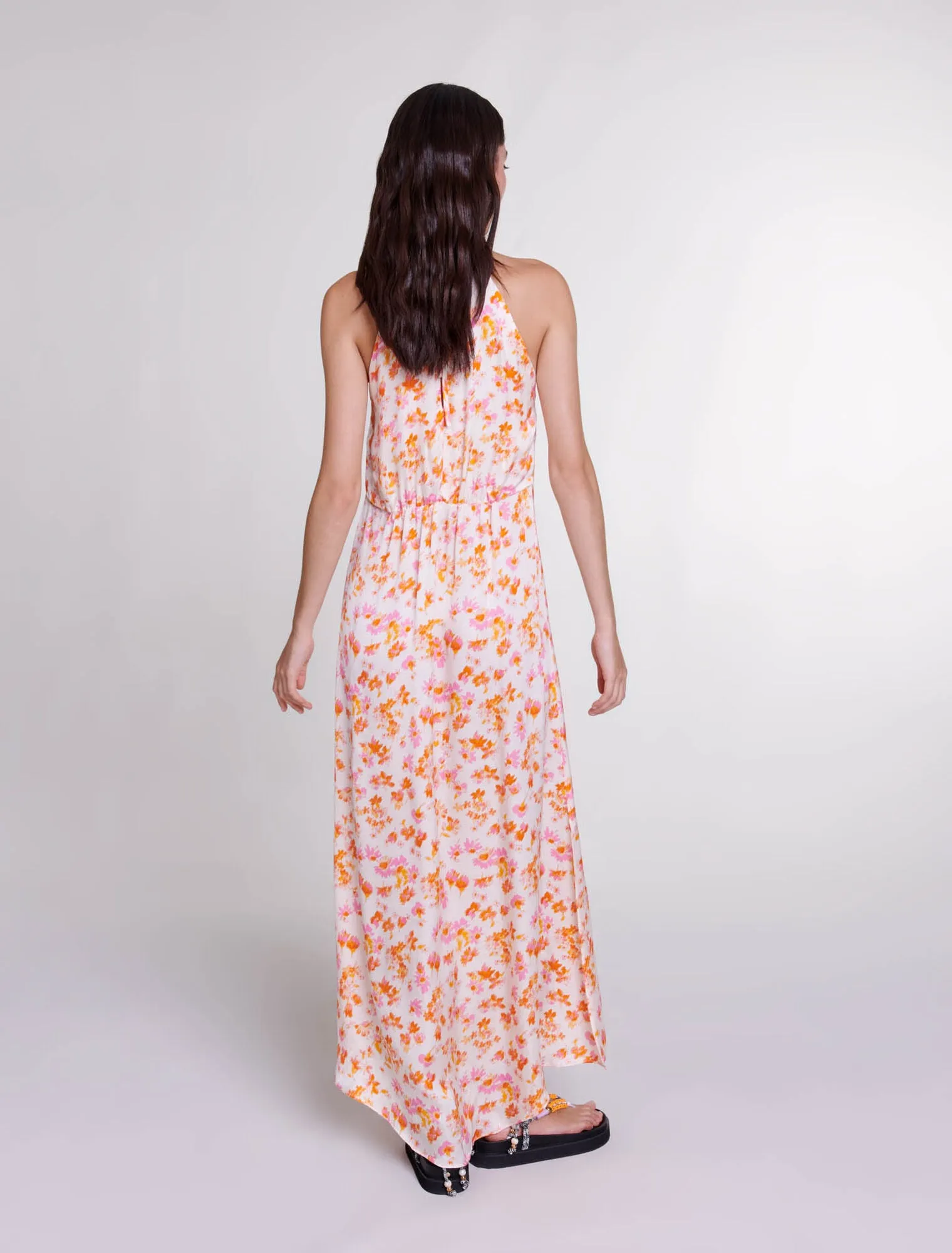 Floral satin-effect maxi dress