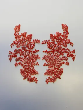 Fresh Orange Corded Lace Appliques - Mona