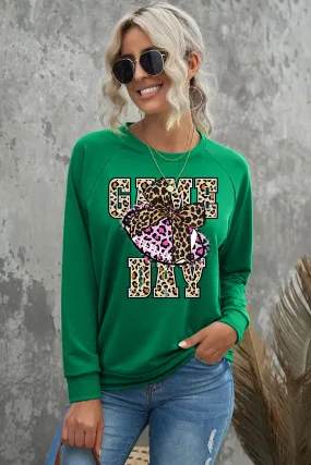 Game Day Crew Neck Pullover Sleeve Rugby Sweatshirt