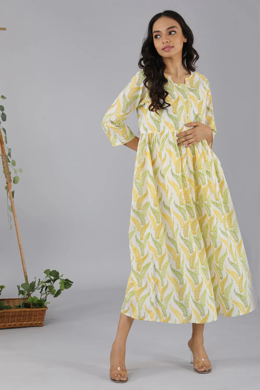 Gathered cotton handblock printed kurti