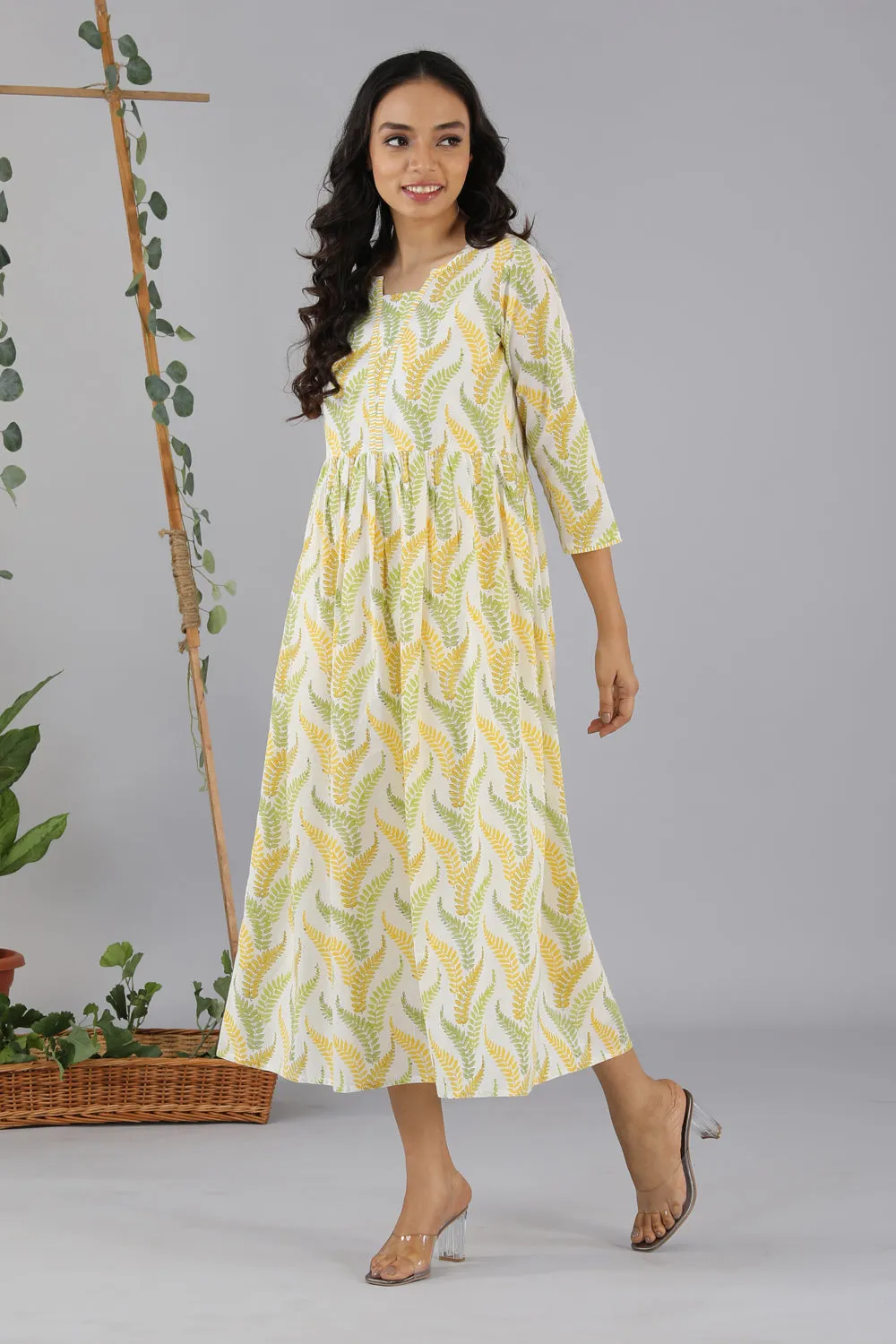 Gathered cotton handblock printed kurti