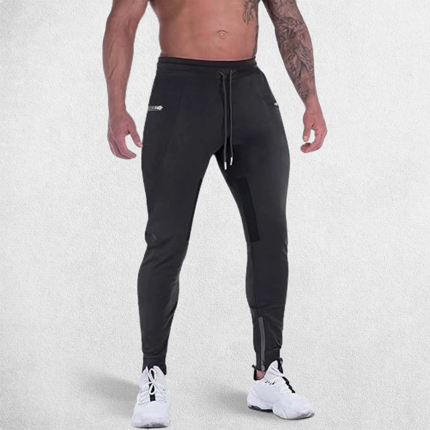 GPW Men's Slim Fit Trousers with Zipper Pockets for Training