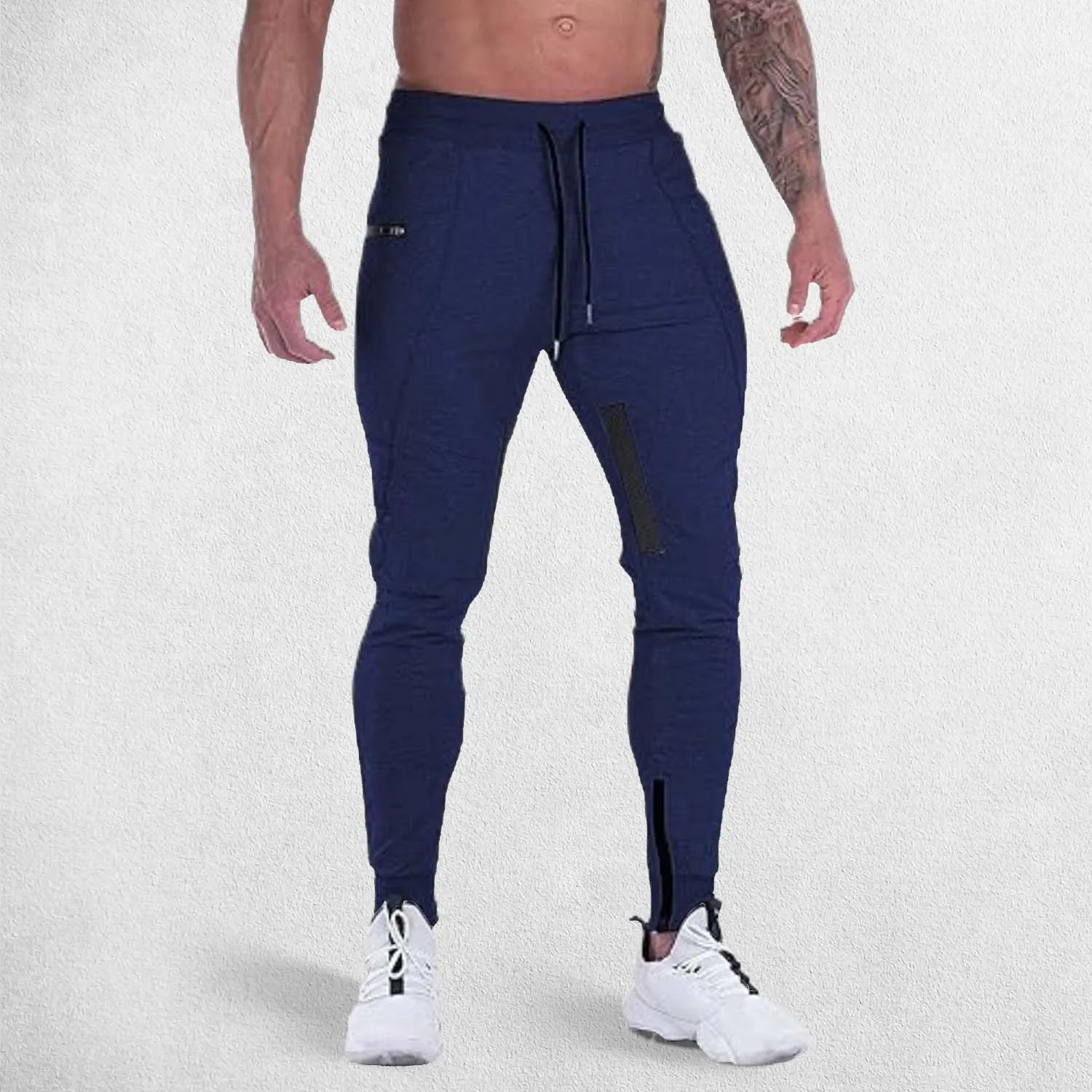 GPW Men's Slim Fit Trousers with Zipper Pockets for Training