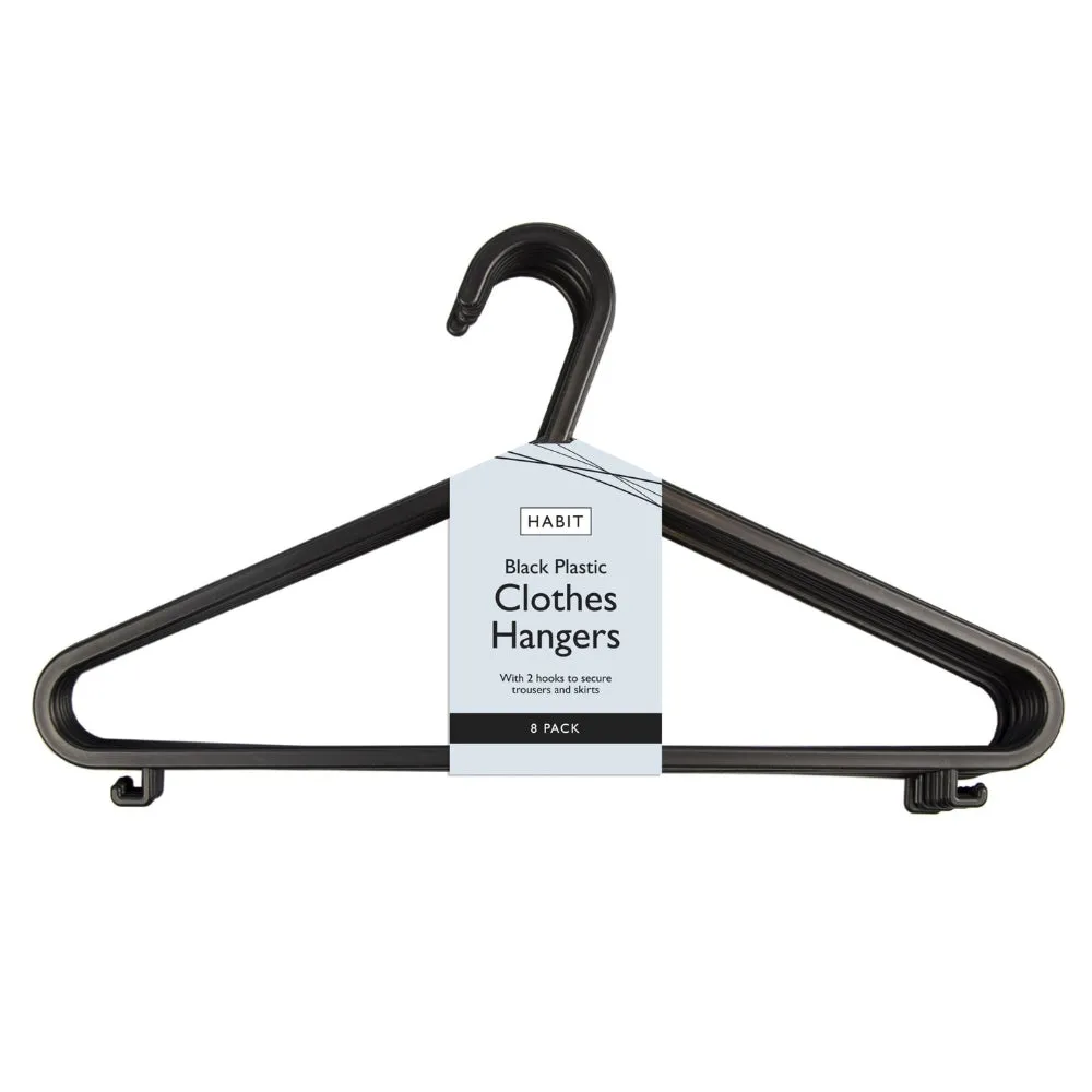 Habit Clothes Hangers Pack of 8 - Black Plastic