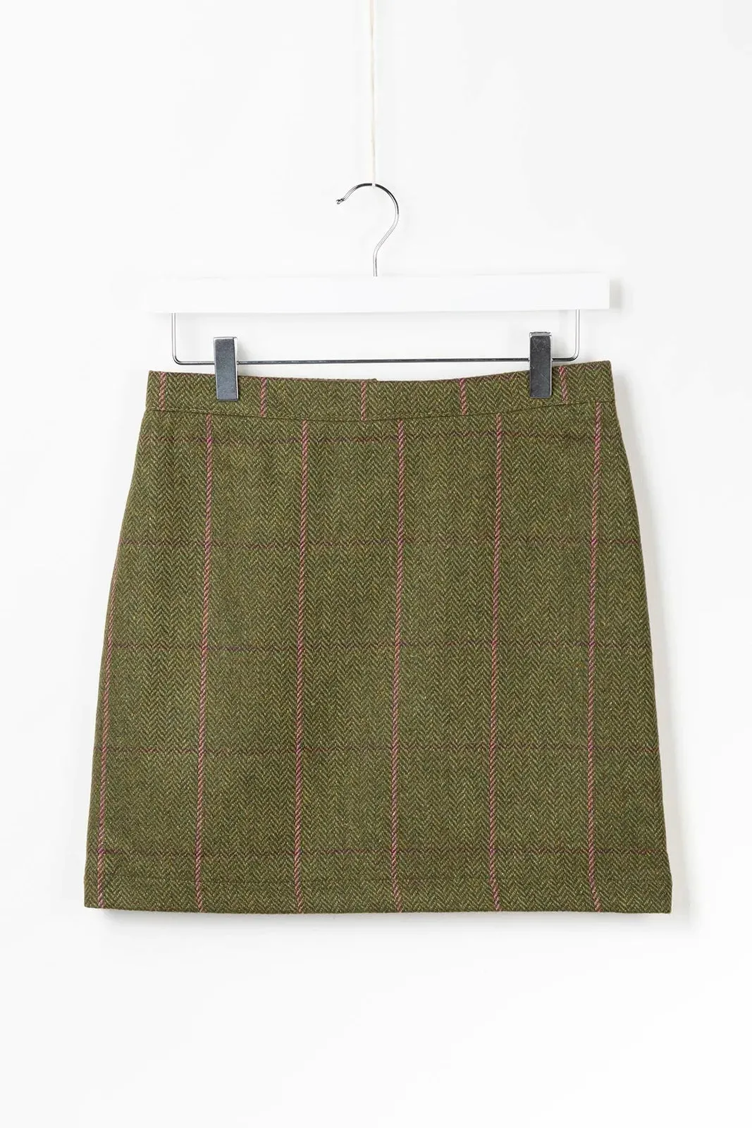 Helmsley Tweed Skirt Dark Green Tweed