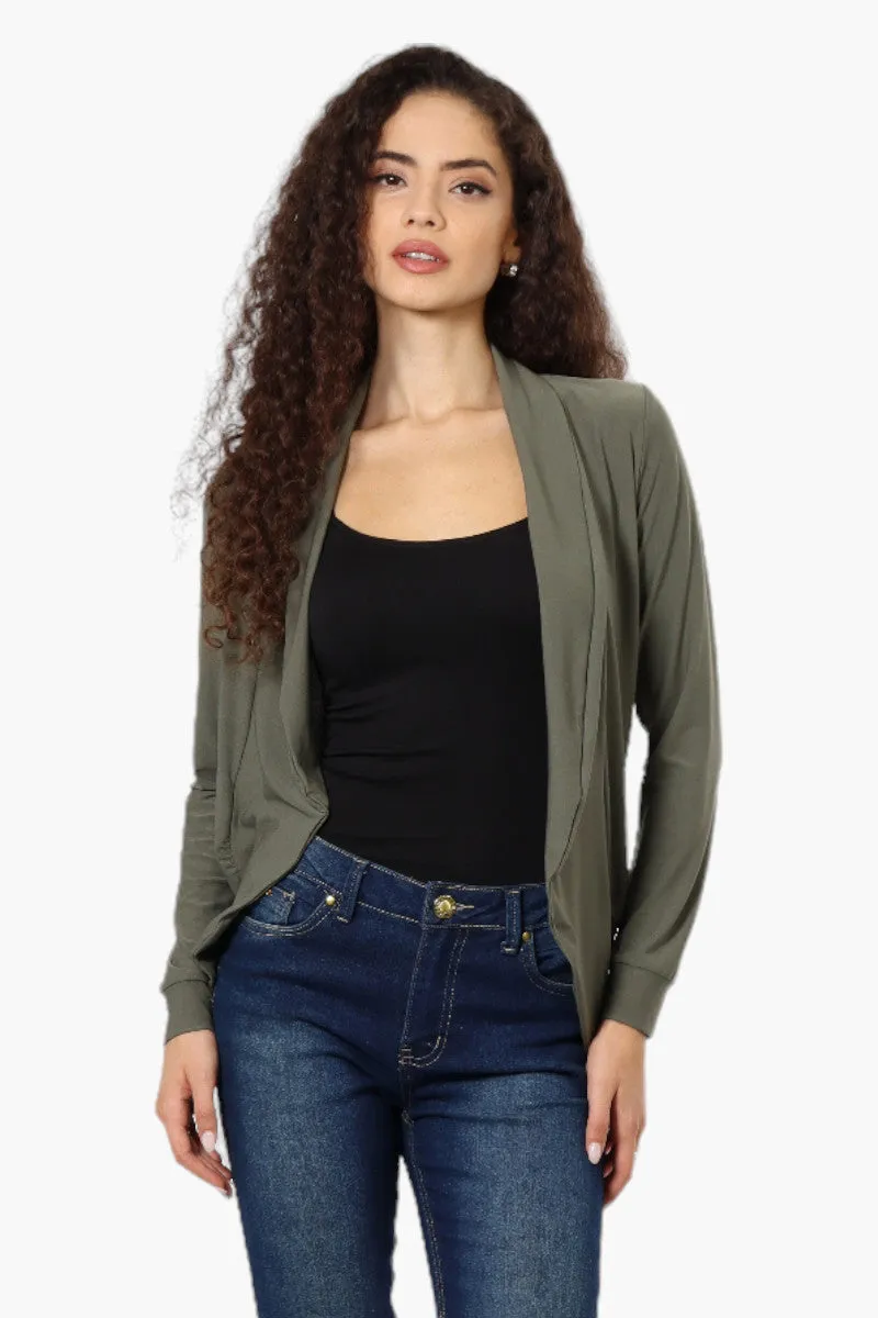 International INC Company Long Sleeve Open Wrap Cardigan - Olive