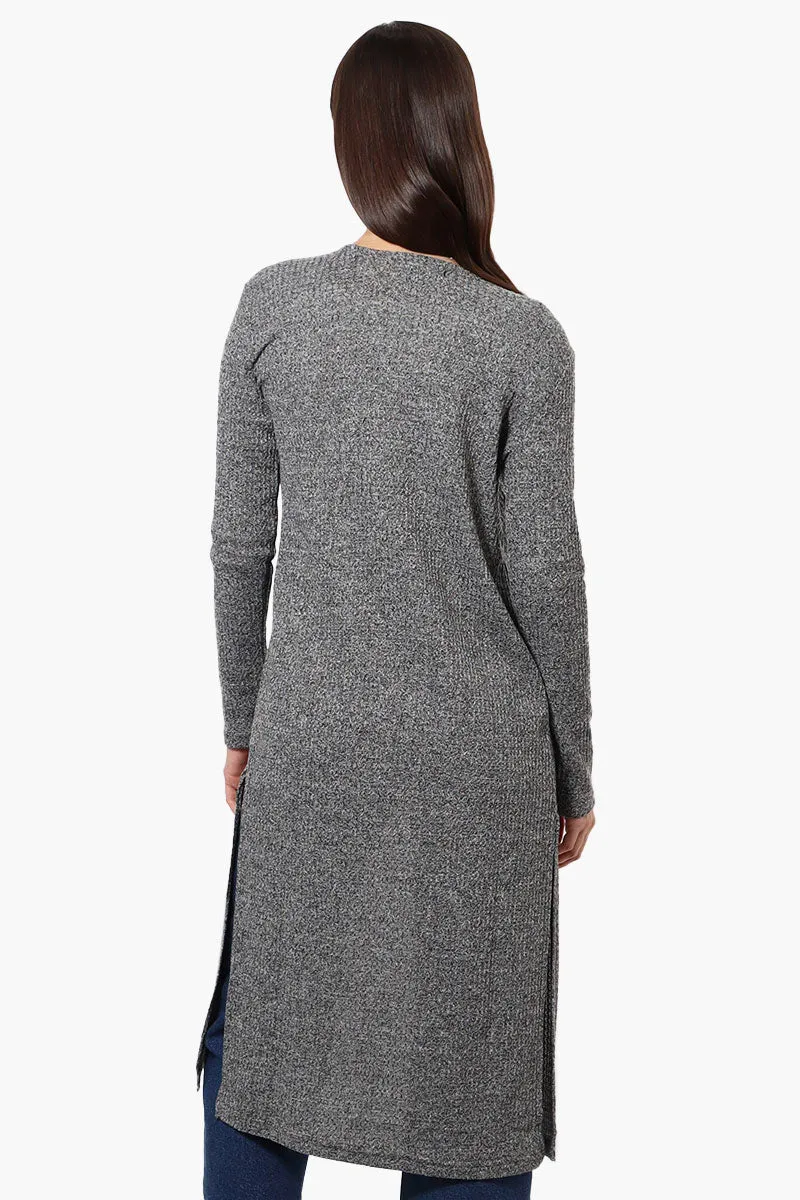 International INC Company Long Sleeve Side Slit Wrap Cardigan - Grey