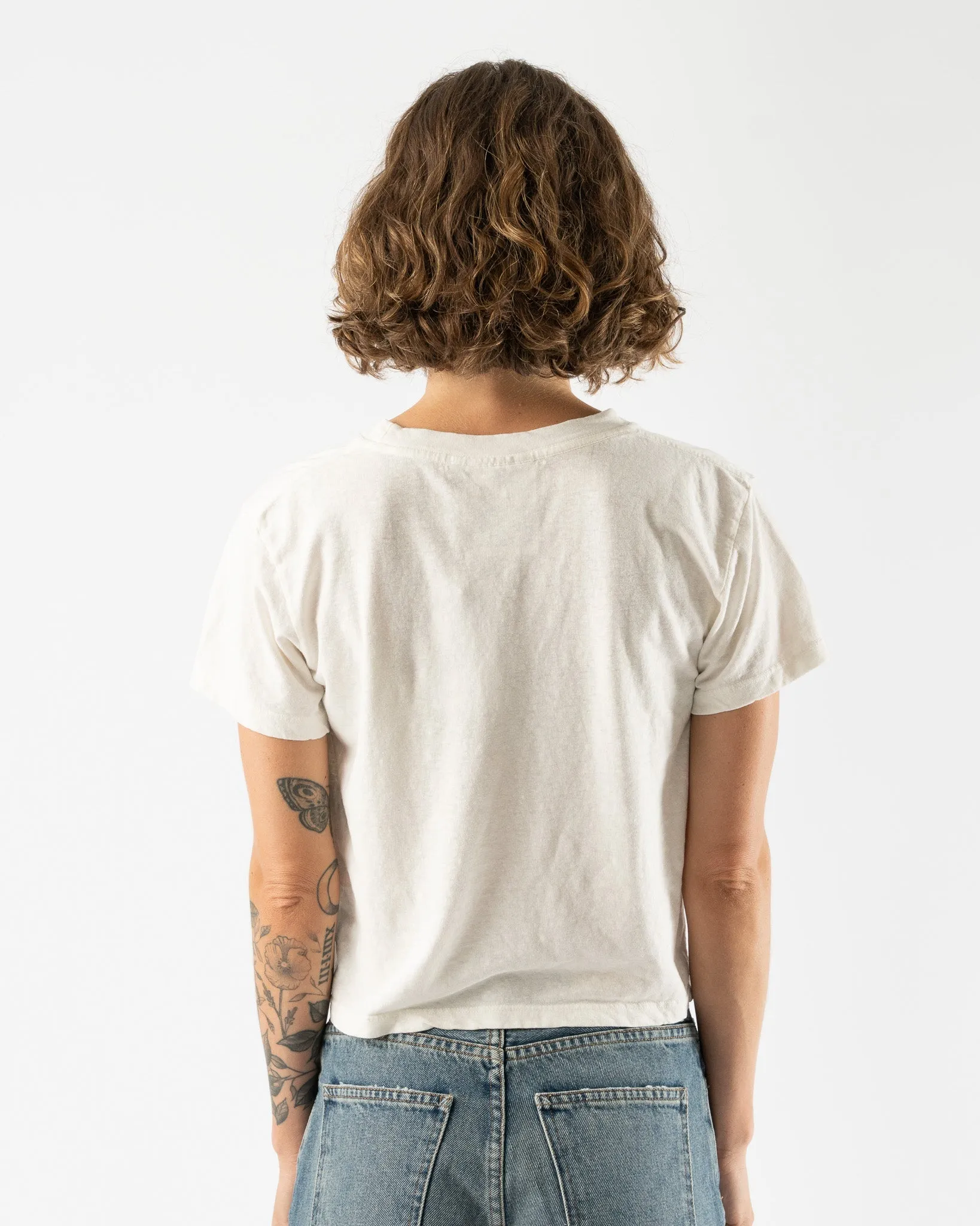 Jungmaven Cropped Lorel Tee in Washed White