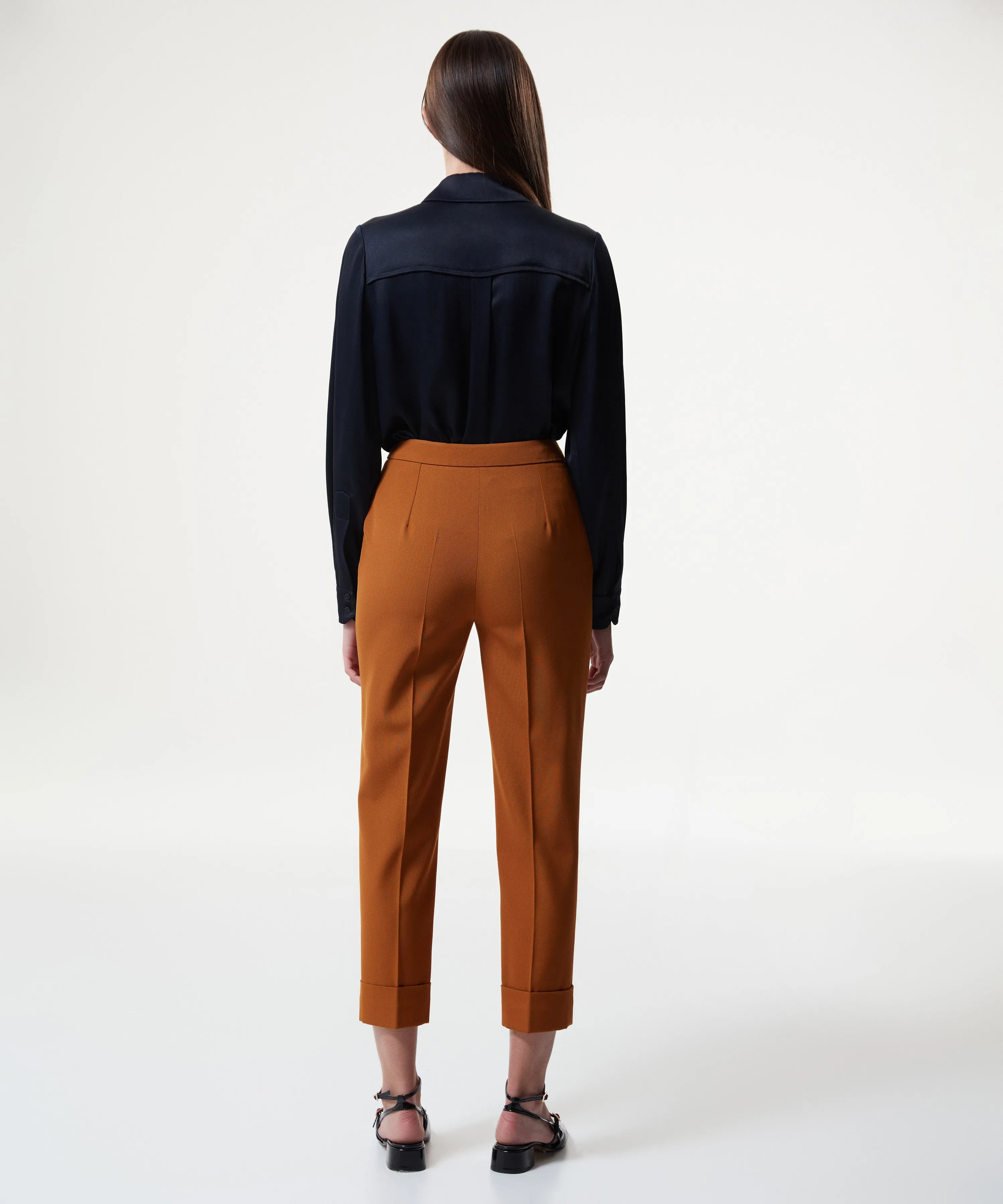 Machka Wool Blend Cigarette Fit Trousers Cinnamon