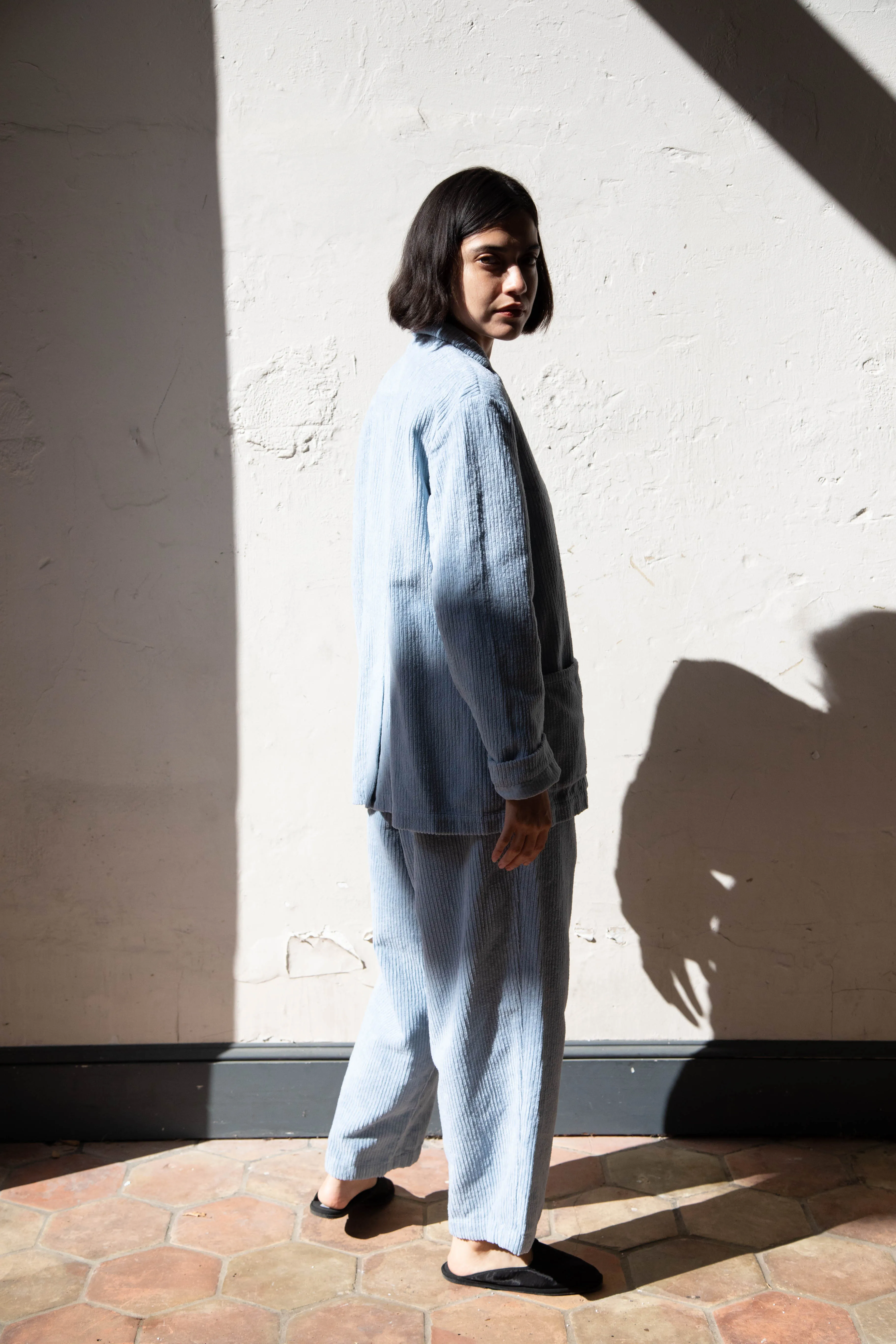 Manuelle Guibal | Wide Corduroy Jacket in Aqua