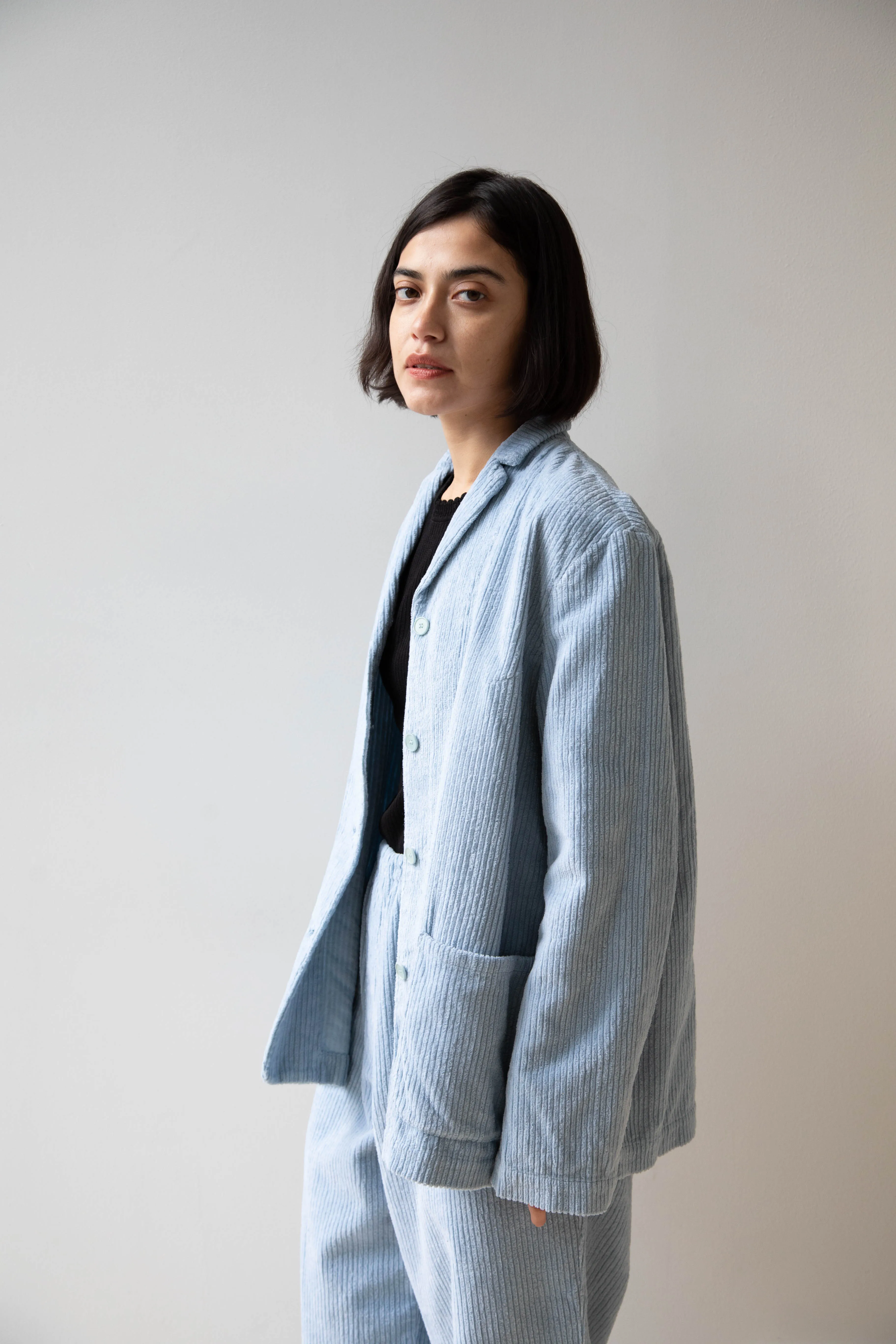 Manuelle Guibal | Wide Corduroy Jacket in Aqua