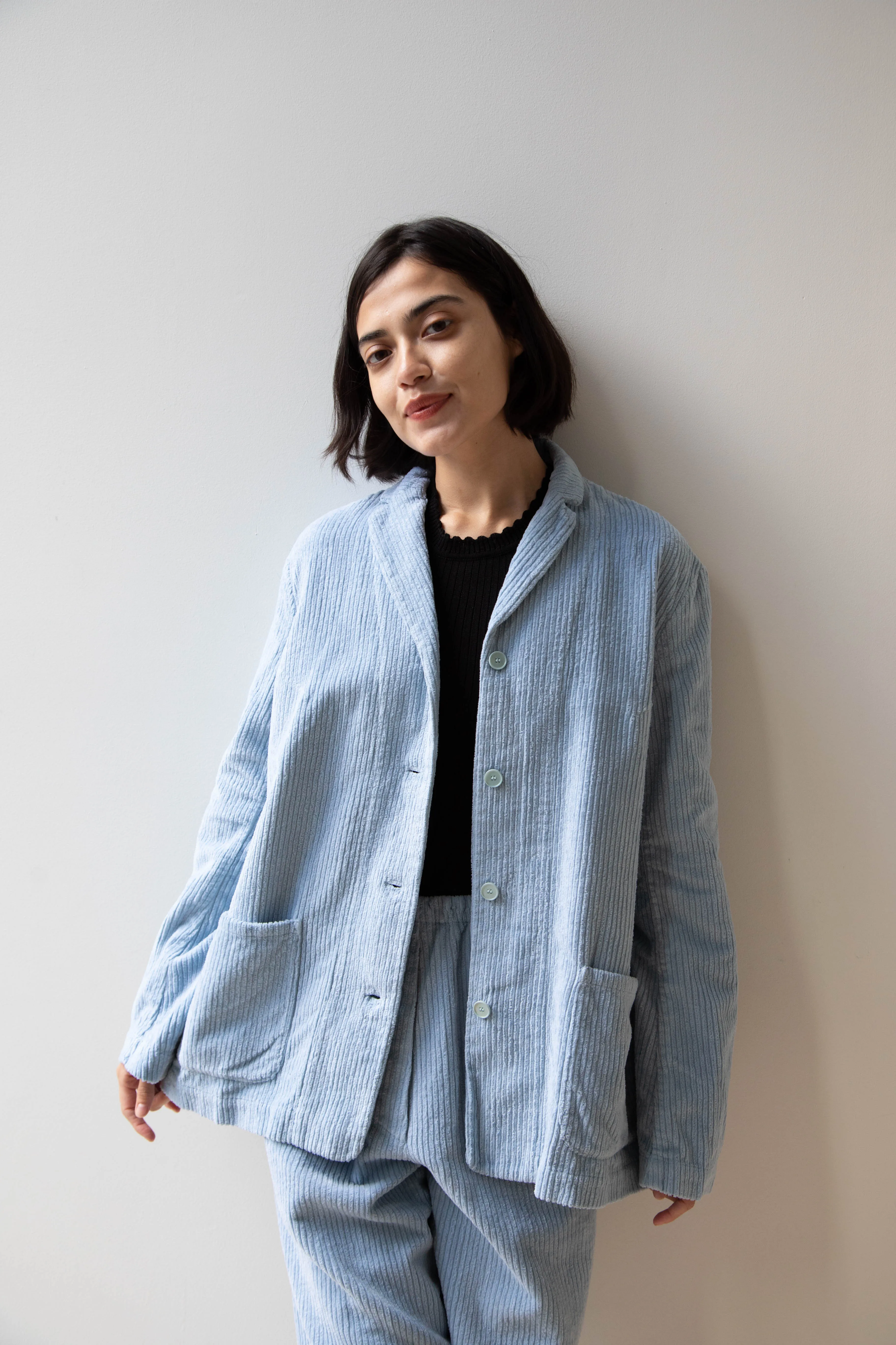 Manuelle Guibal | Wide Corduroy Jacket in Aqua