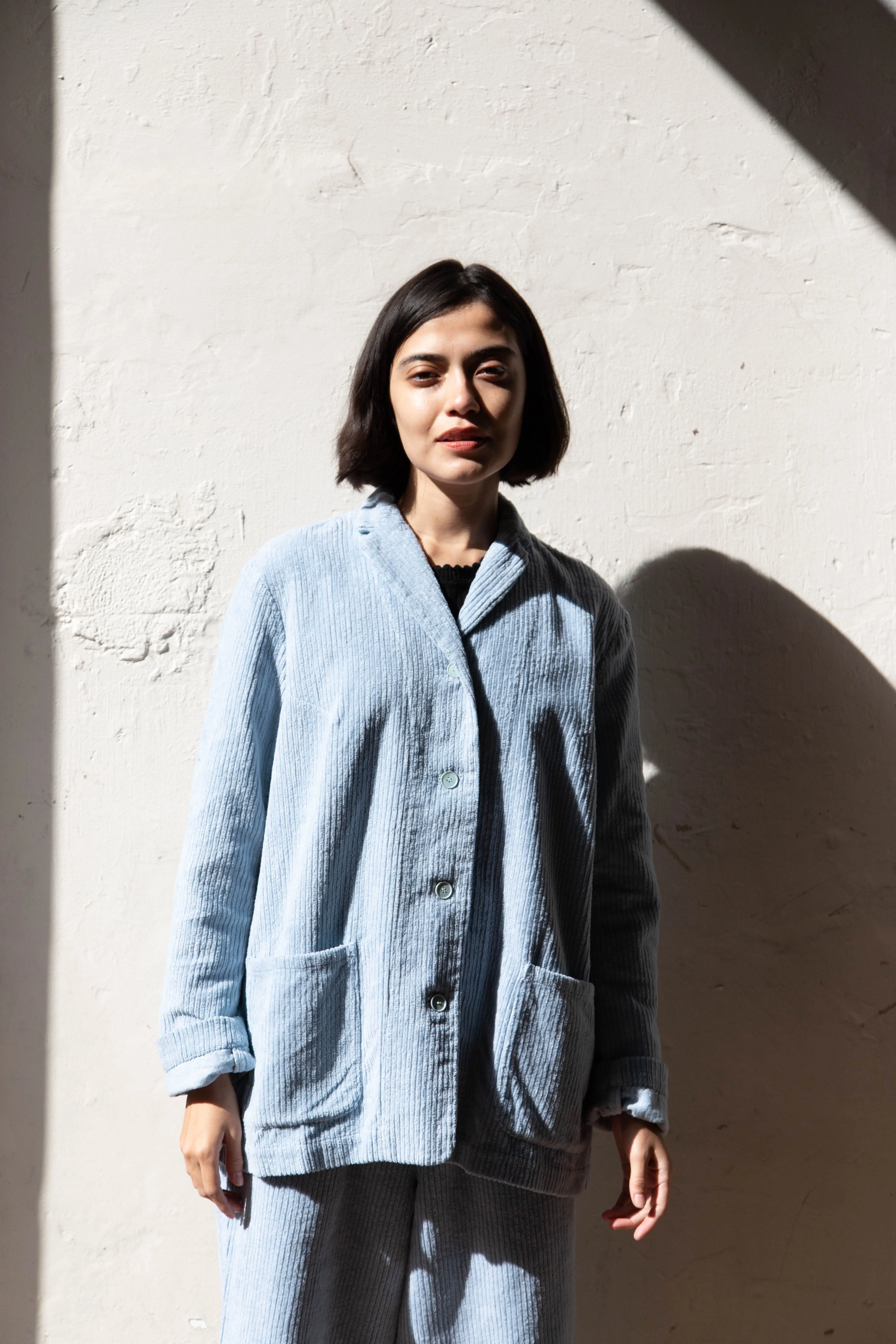 Manuelle Guibal | Wide Corduroy Jacket in Aqua