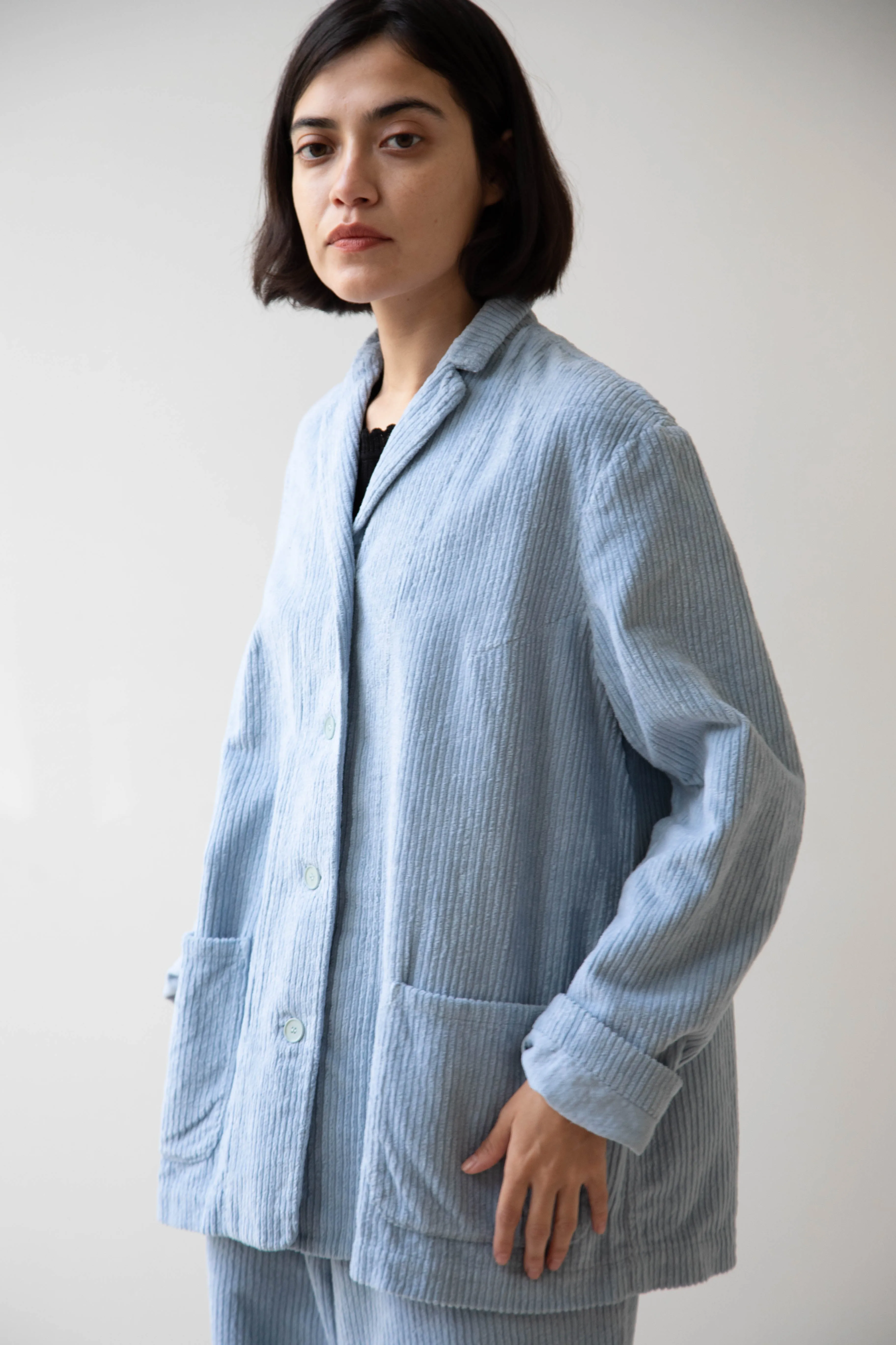 Manuelle Guibal | Wide Corduroy Jacket in Aqua