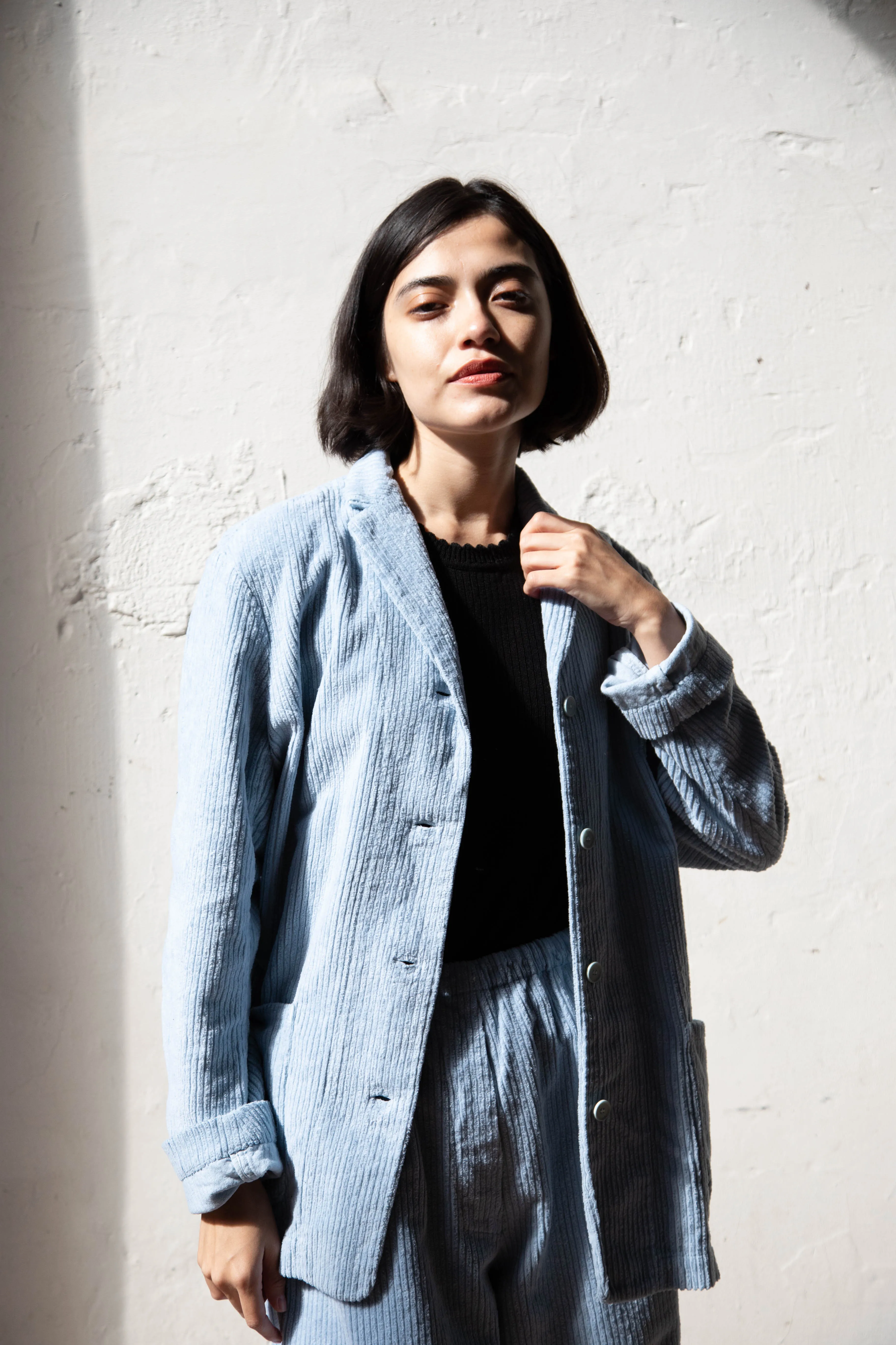 Manuelle Guibal | Wide Corduroy Jacket in Aqua