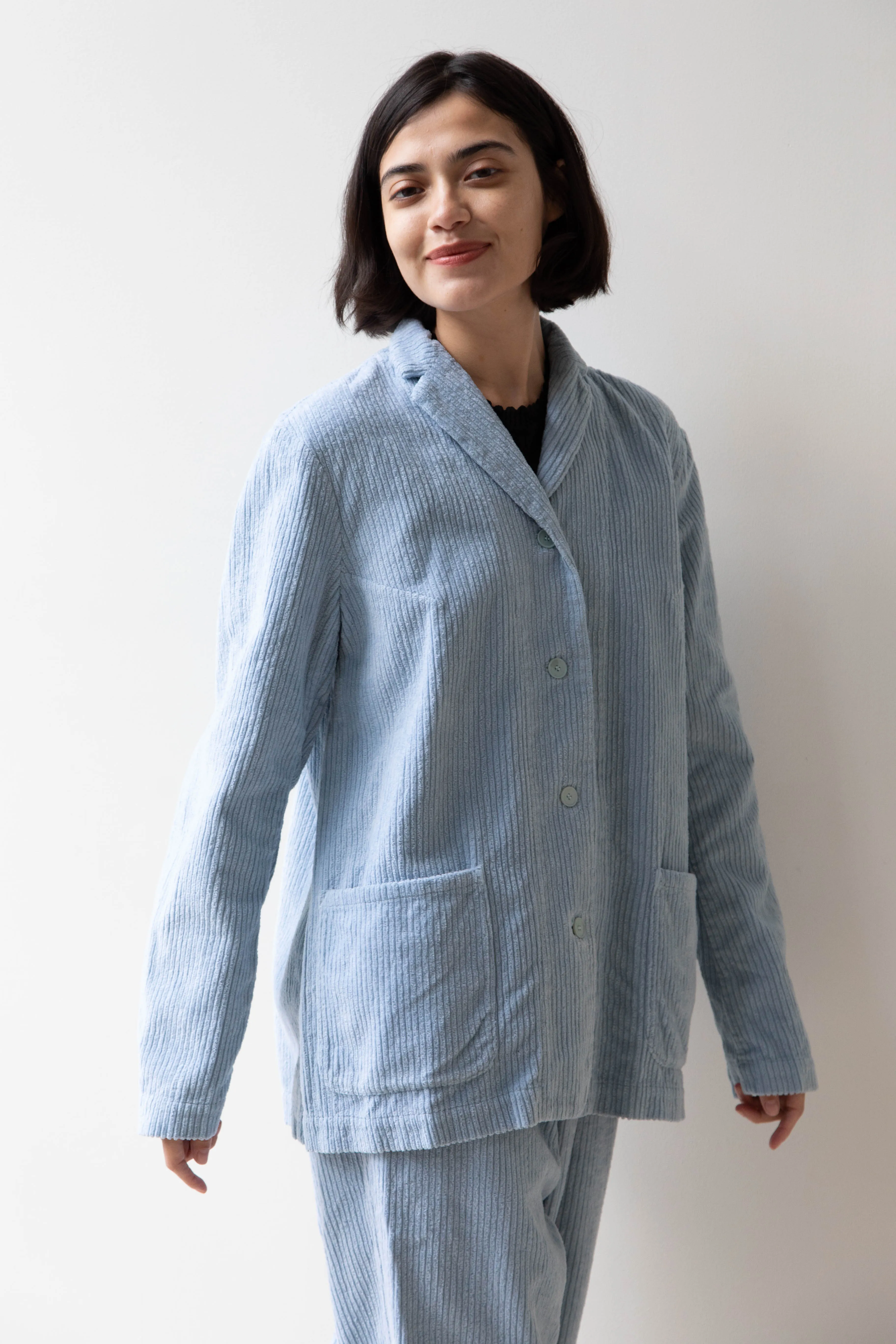 Manuelle Guibal | Wide Corduroy Jacket in Aqua