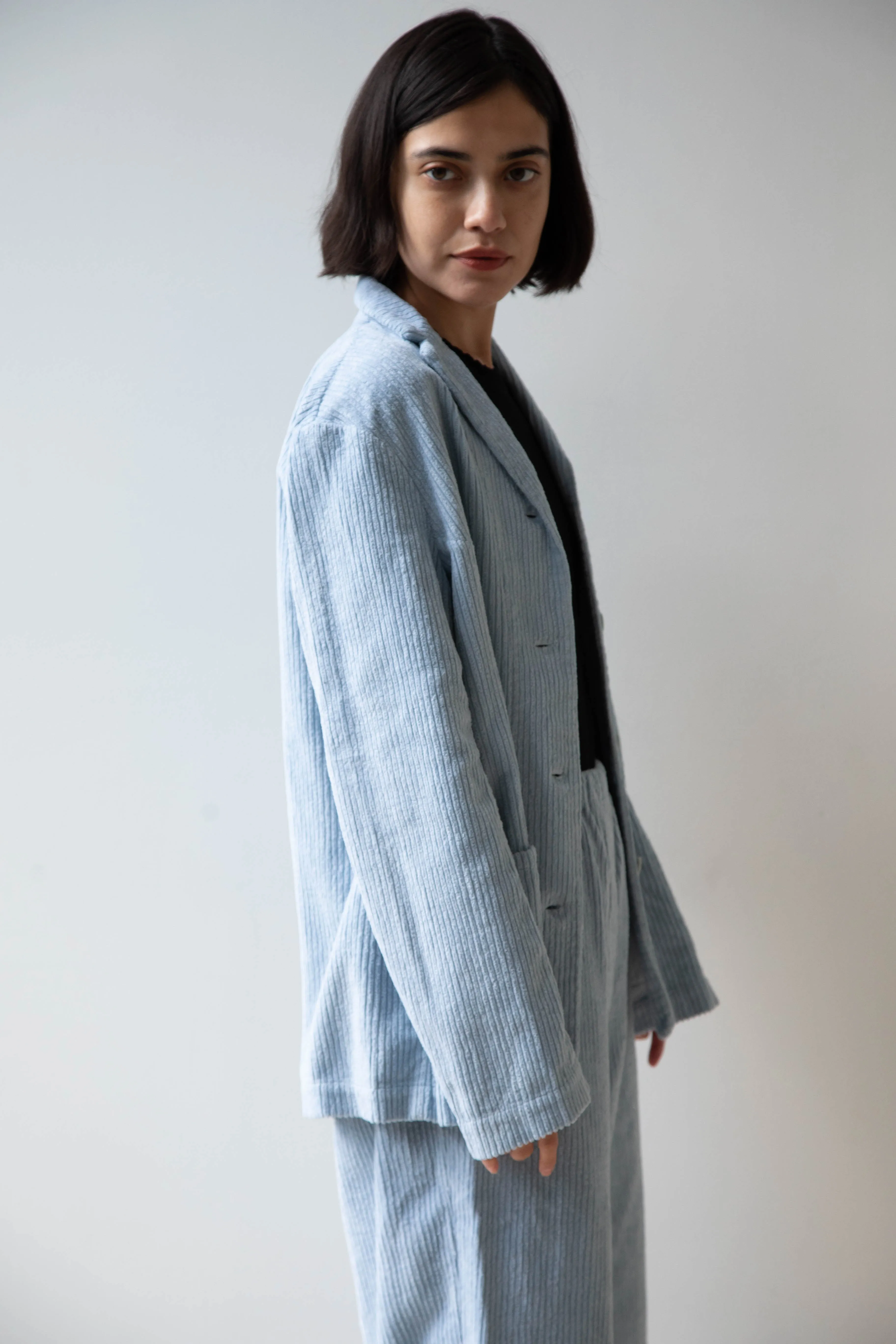 Manuelle Guibal | Wide Corduroy Jacket in Aqua