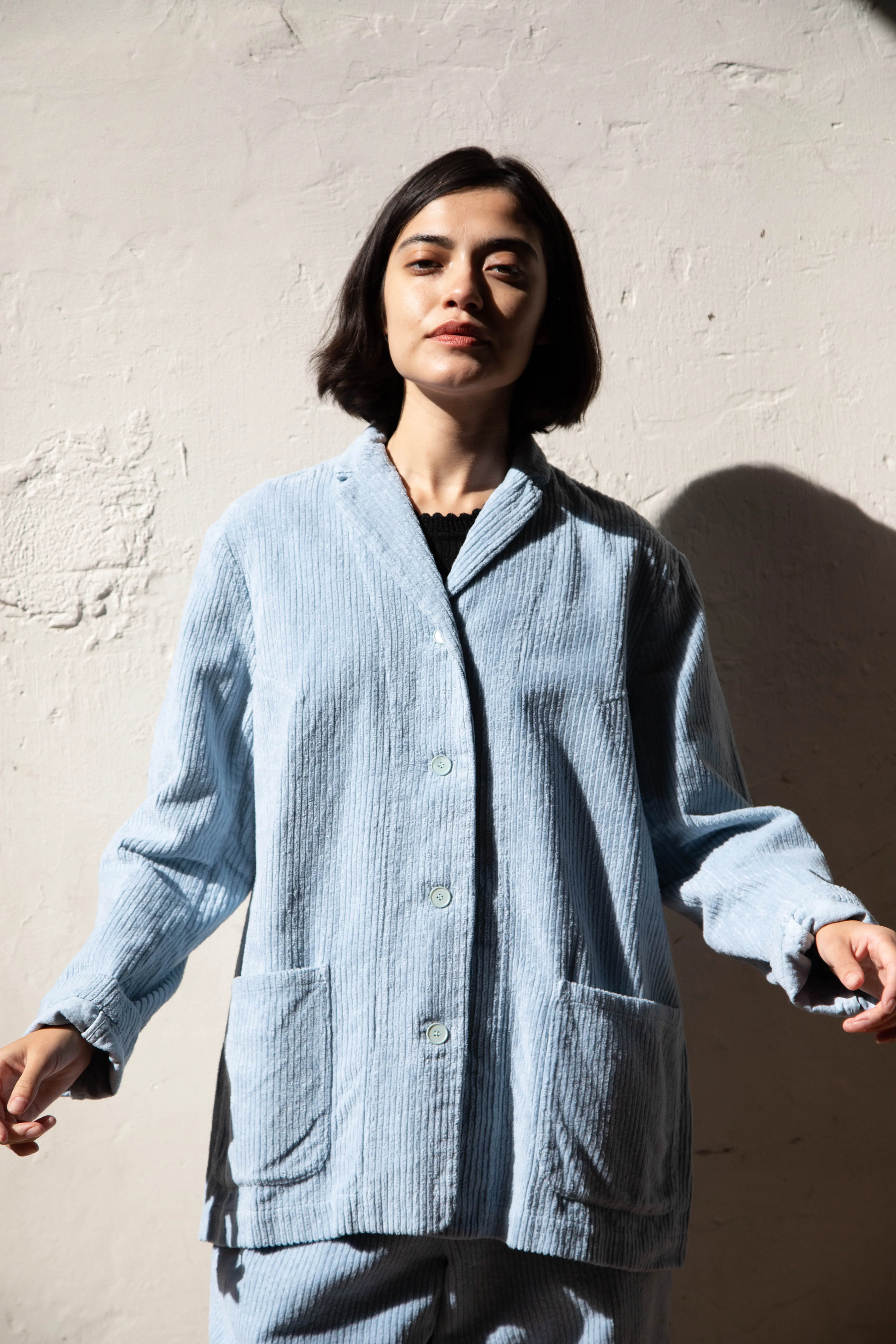 Manuelle Guibal | Wide Corduroy Jacket in Aqua