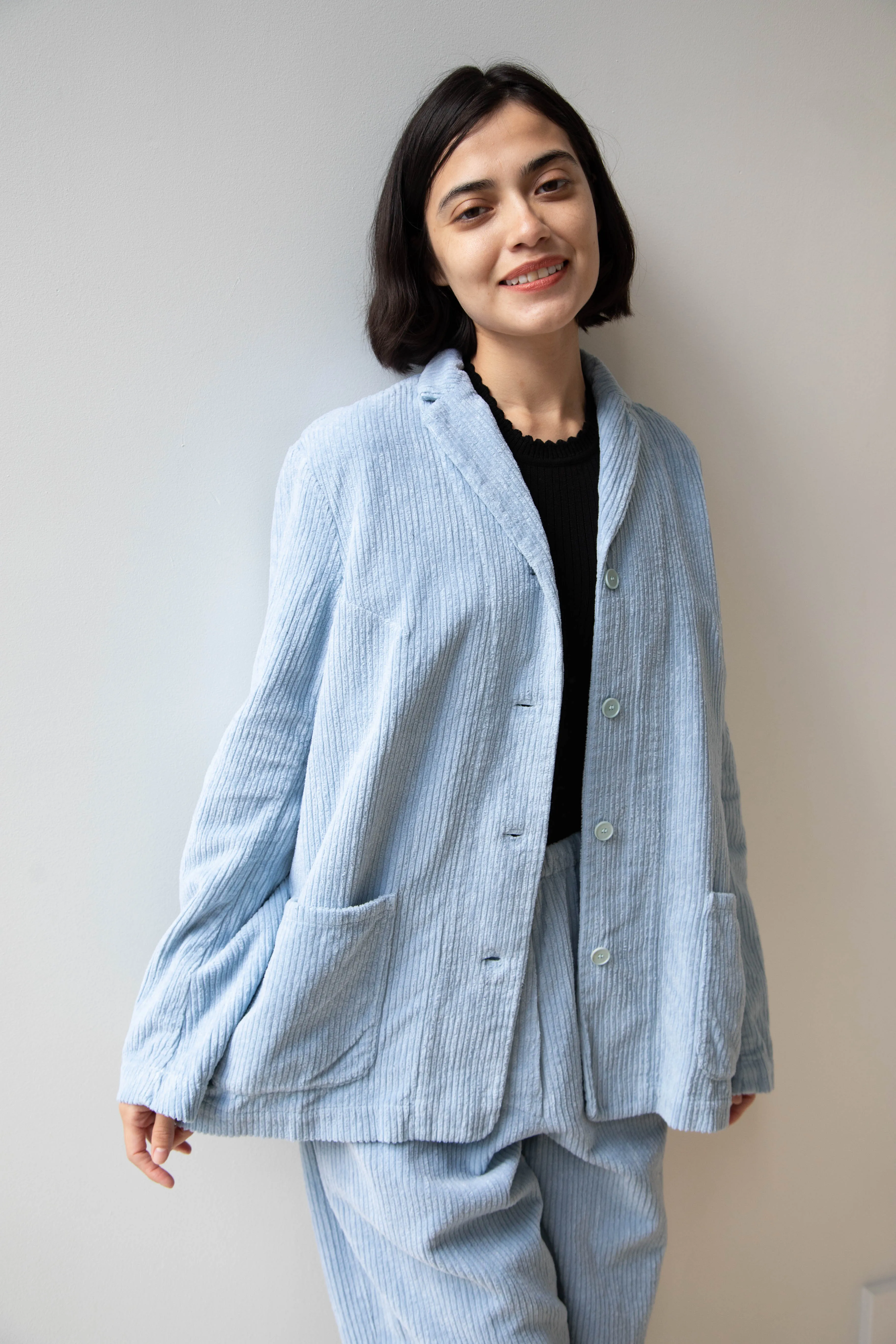 Manuelle Guibal | Wide Corduroy Jacket in Aqua