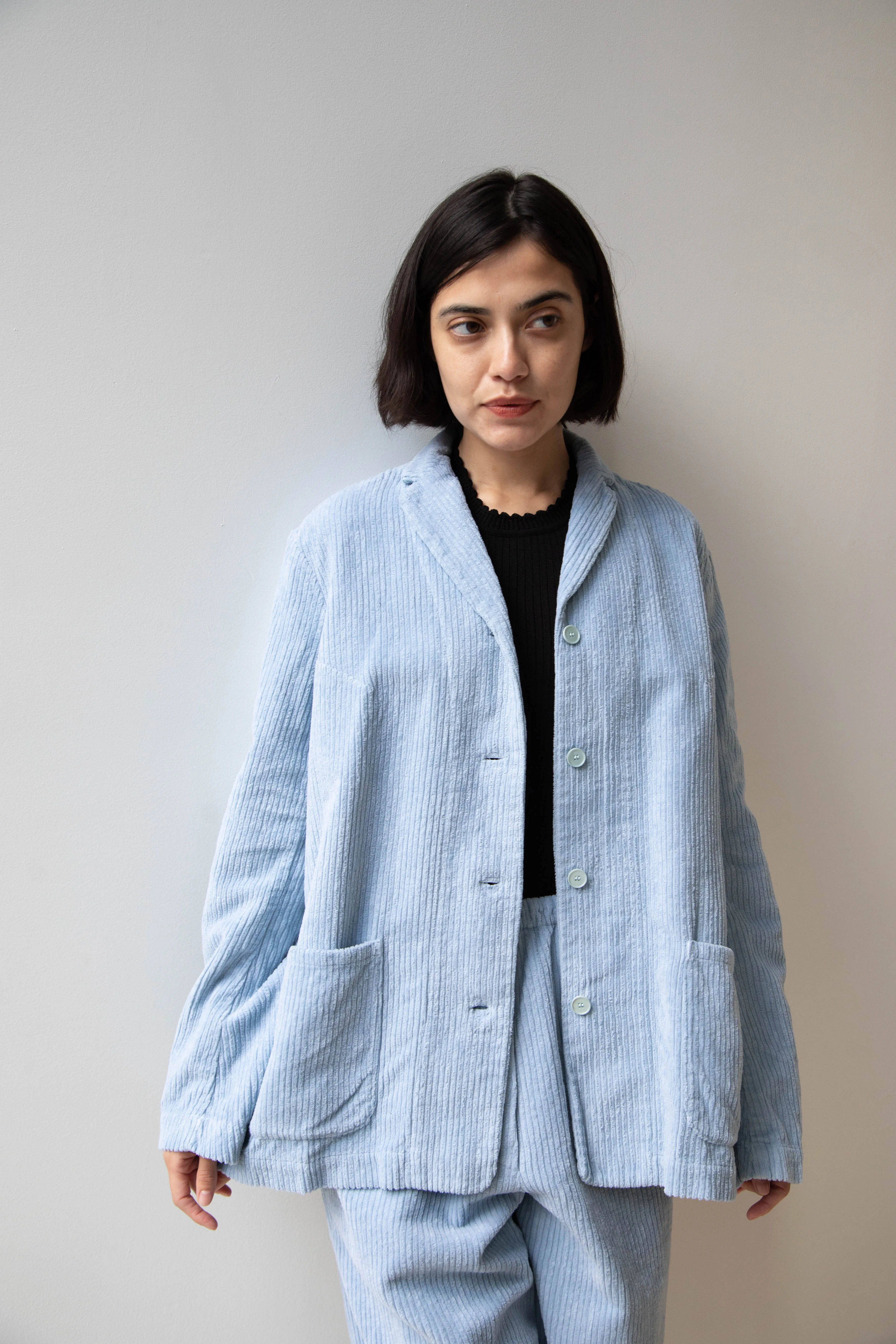 Manuelle Guibal | Wide Corduroy Jacket in Aqua