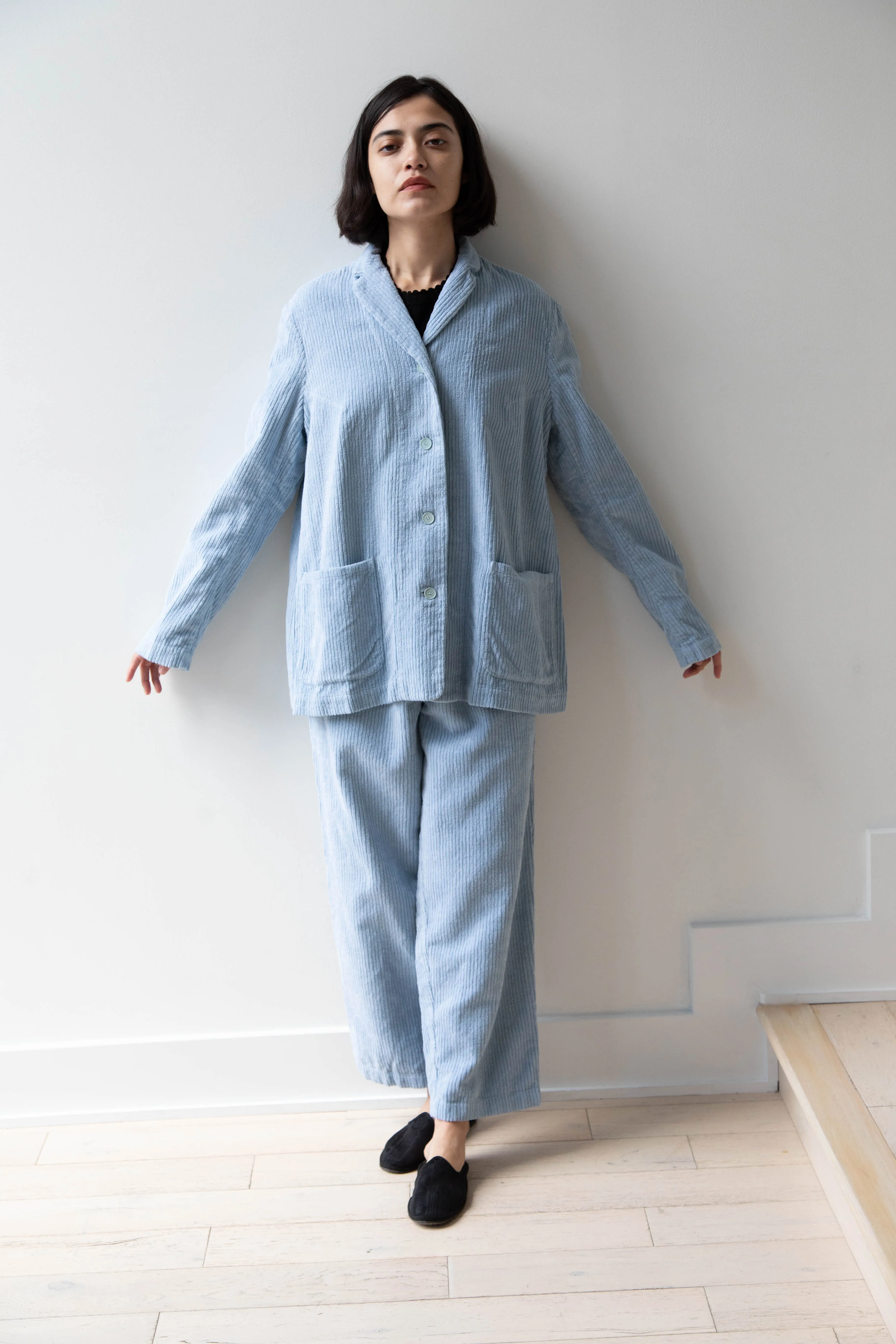 Manuelle Guibal | Wide Corduroy Jacket in Aqua