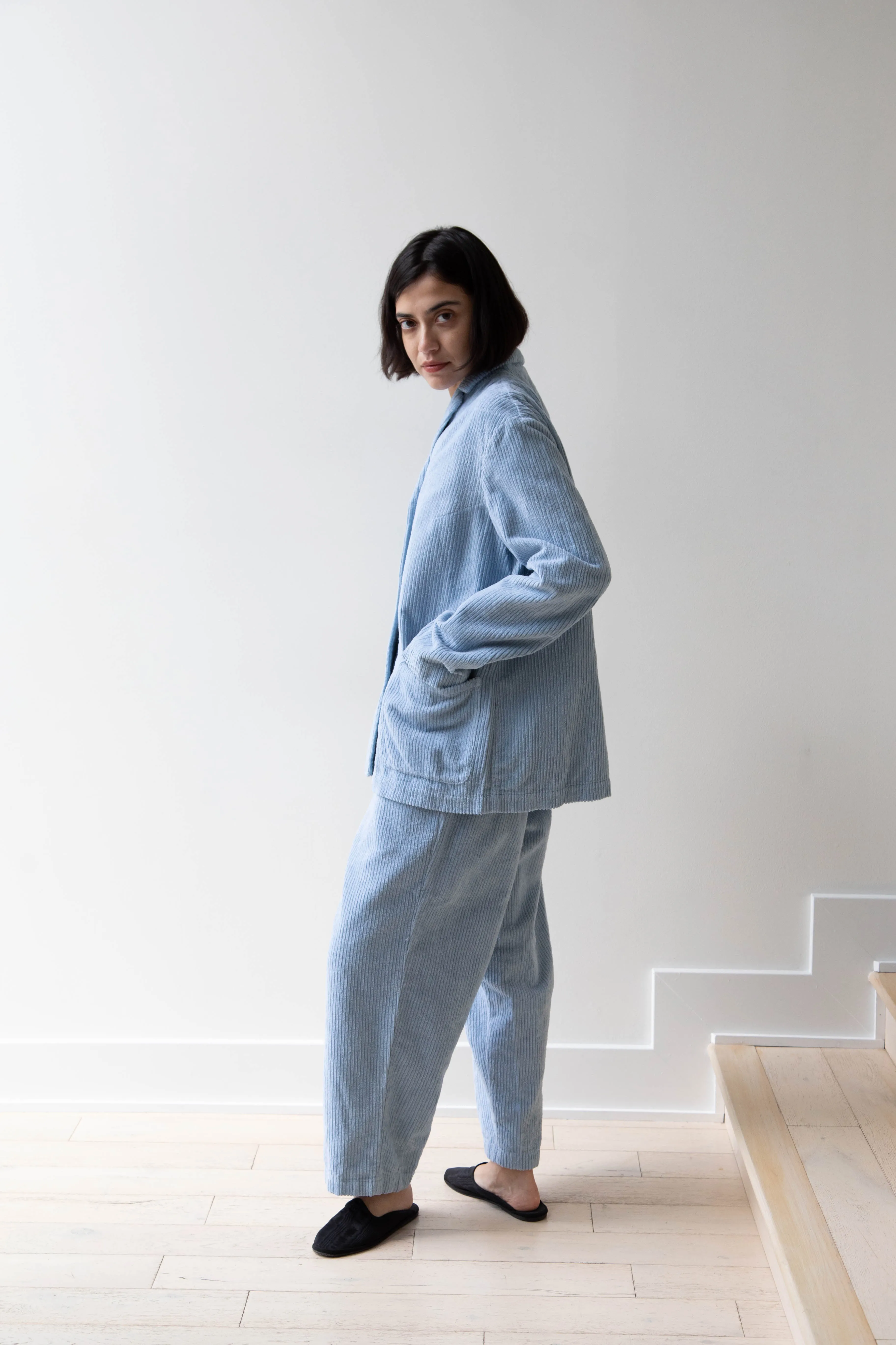 Manuelle Guibal | Wide Corduroy Jacket in Aqua