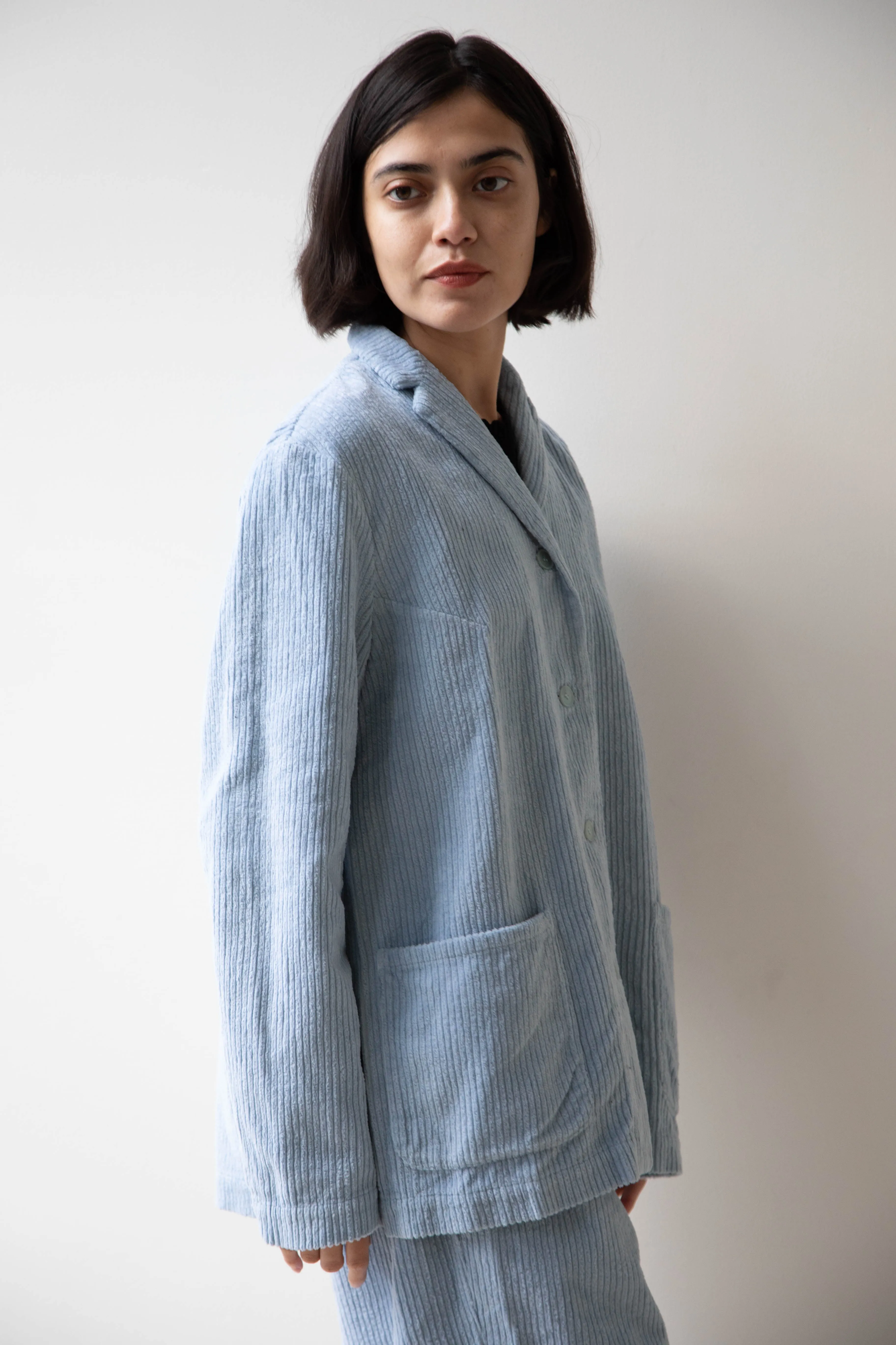 Manuelle Guibal | Wide Corduroy Jacket in Aqua