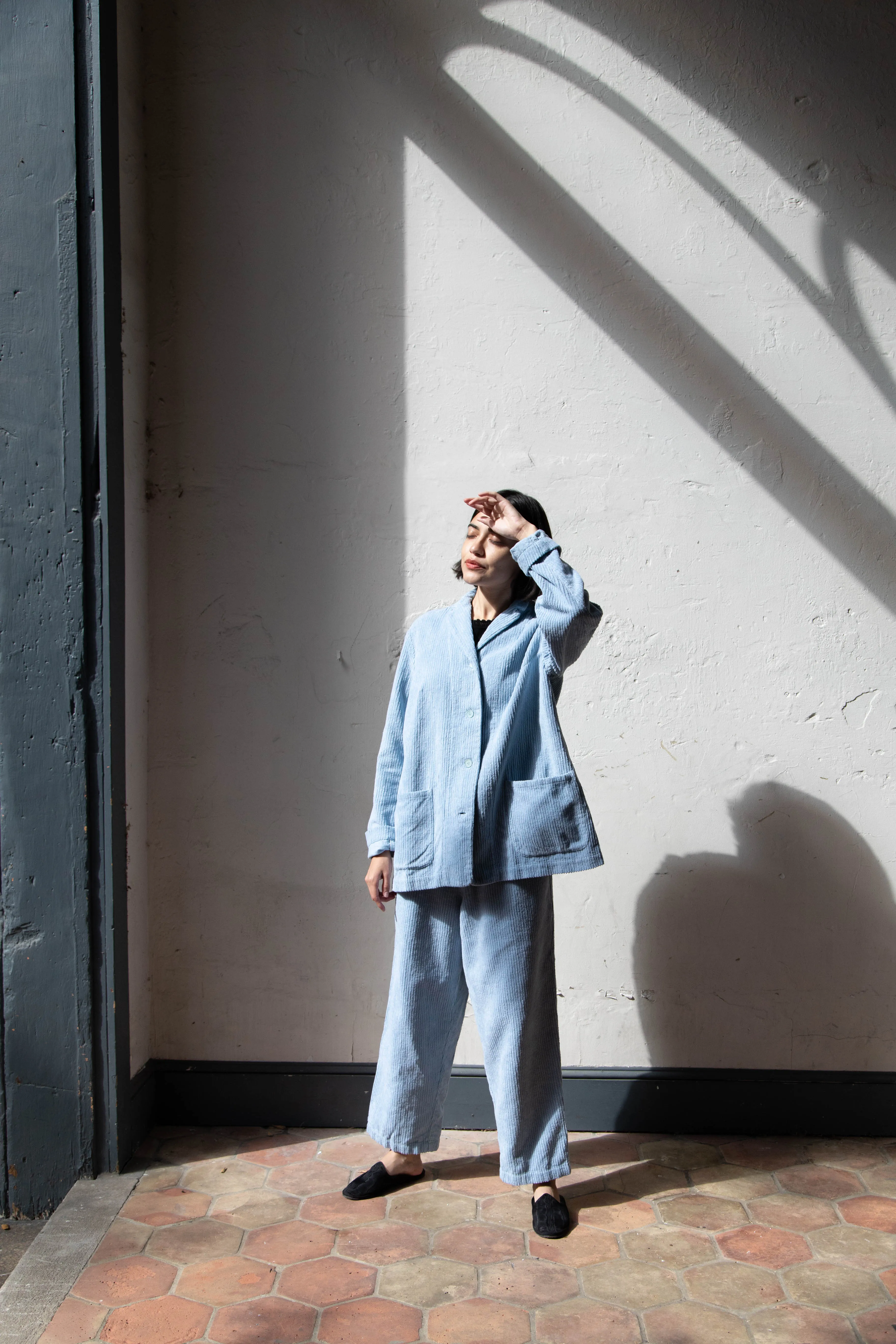 Manuelle Guibal | Wide Corduroy Jacket in Aqua