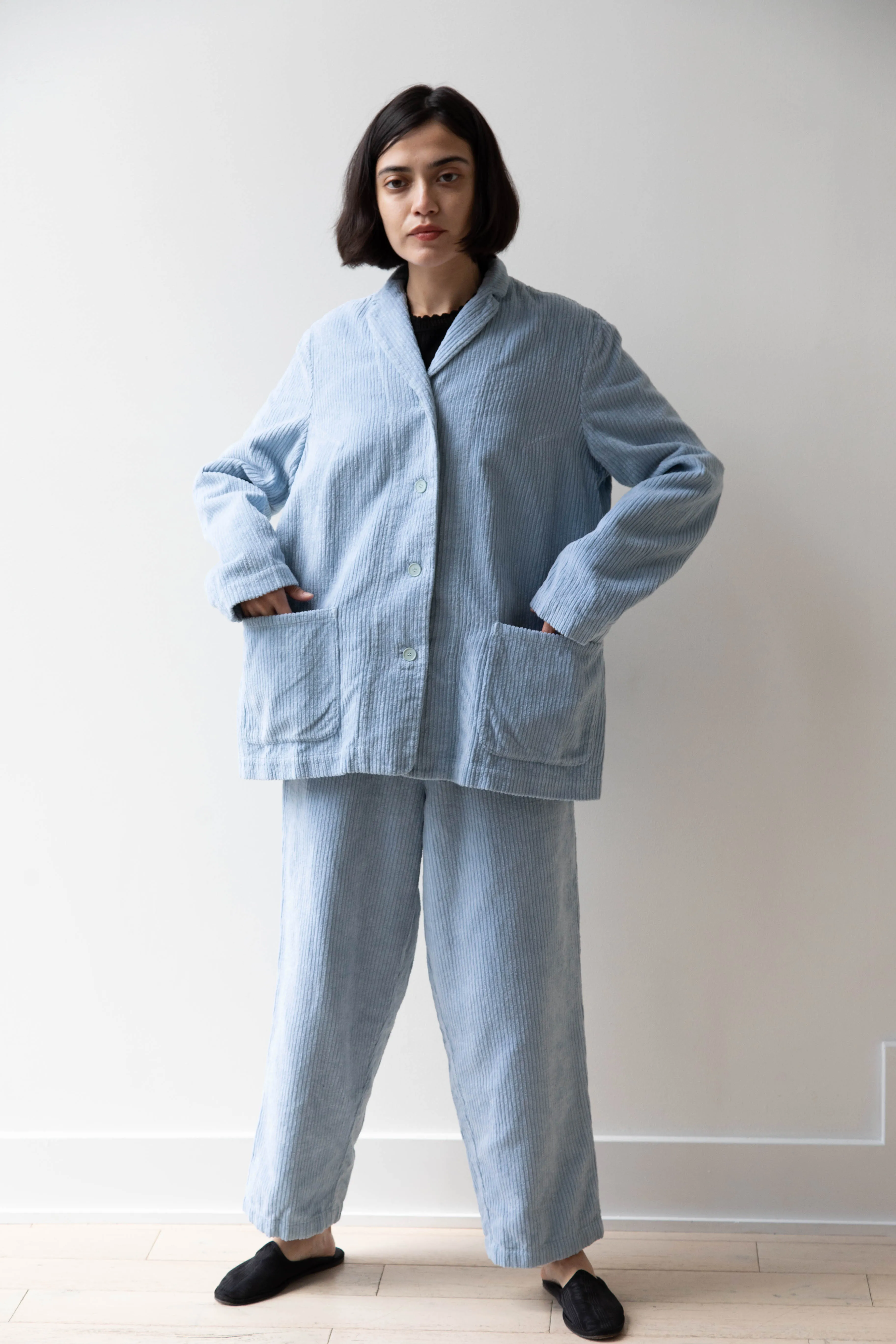 Manuelle Guibal | Wide Corduroy Jacket in Aqua