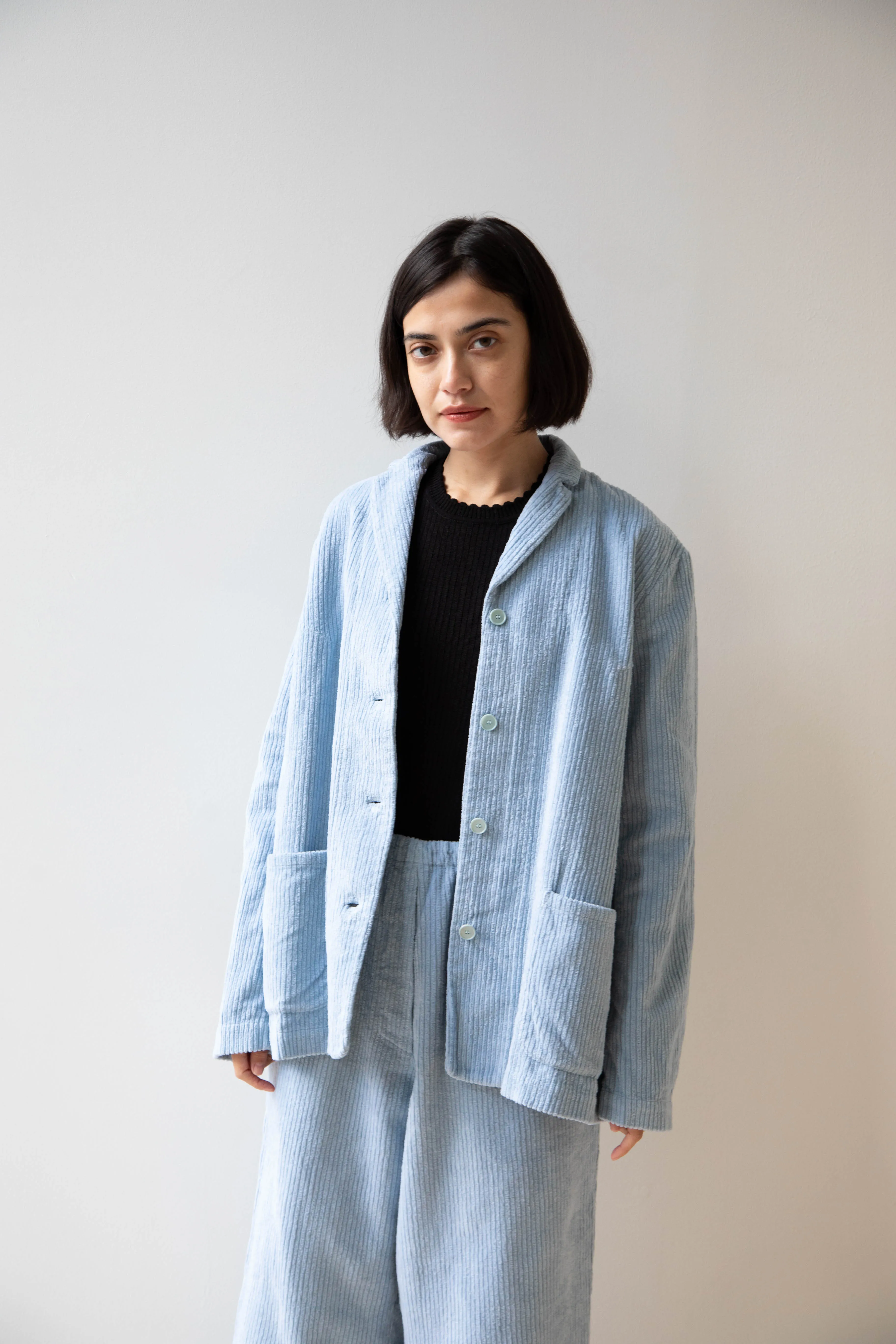 Manuelle Guibal | Wide Corduroy Jacket in Aqua