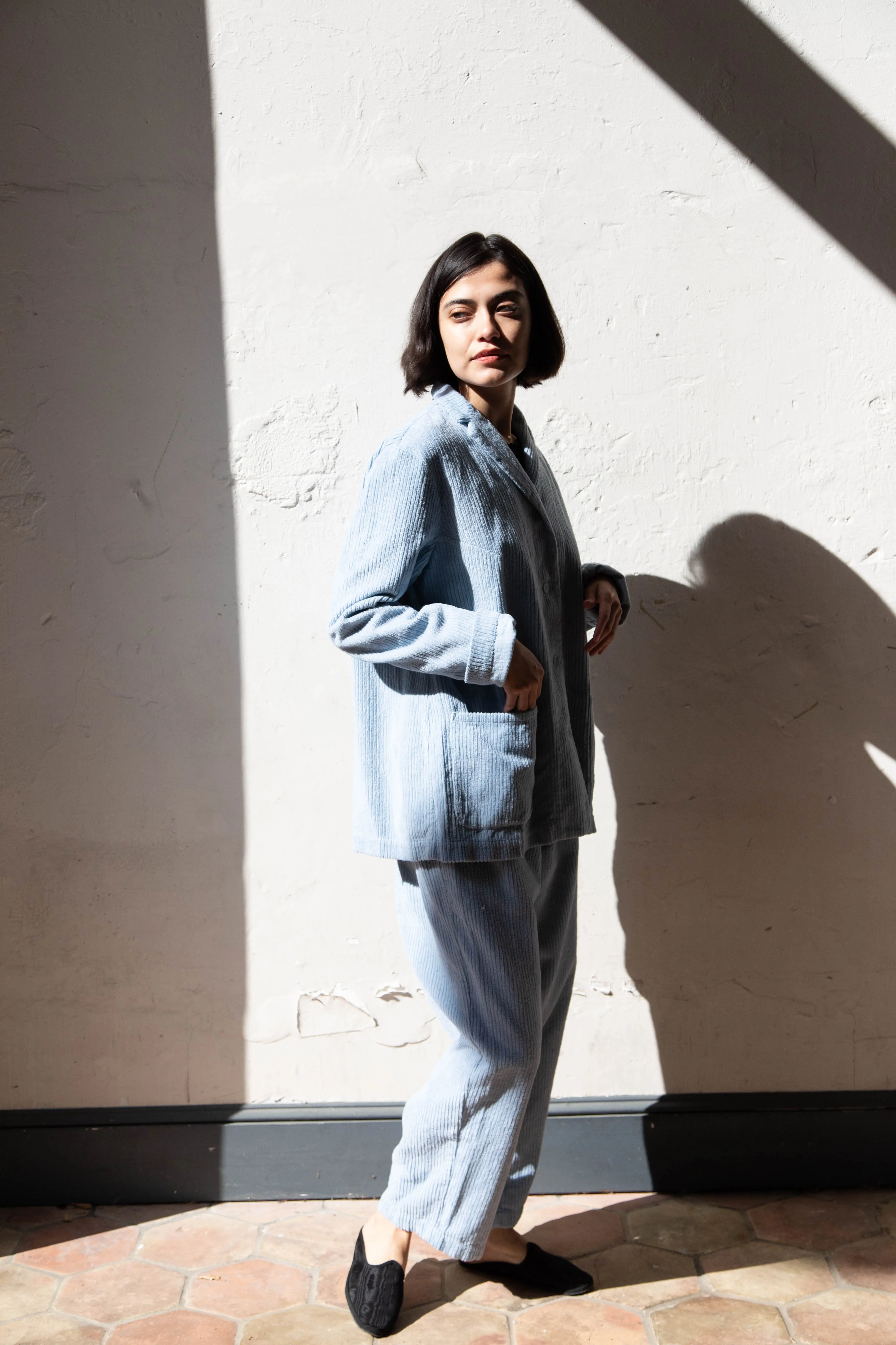 Manuelle Guibal | Wide Corduroy Jacket in Aqua