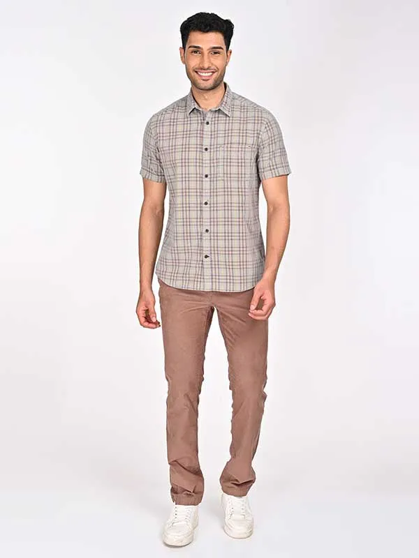 Men Checked Half Sleeve Cotton Shirt