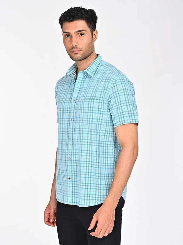 Men Checked Half Sleeve Cotton Shirt