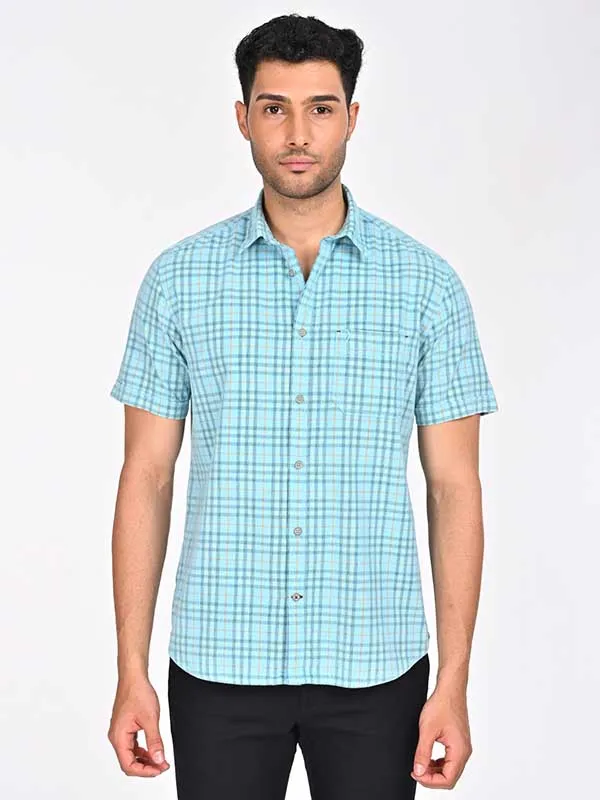 Men Checked Half Sleeve Cotton Shirt