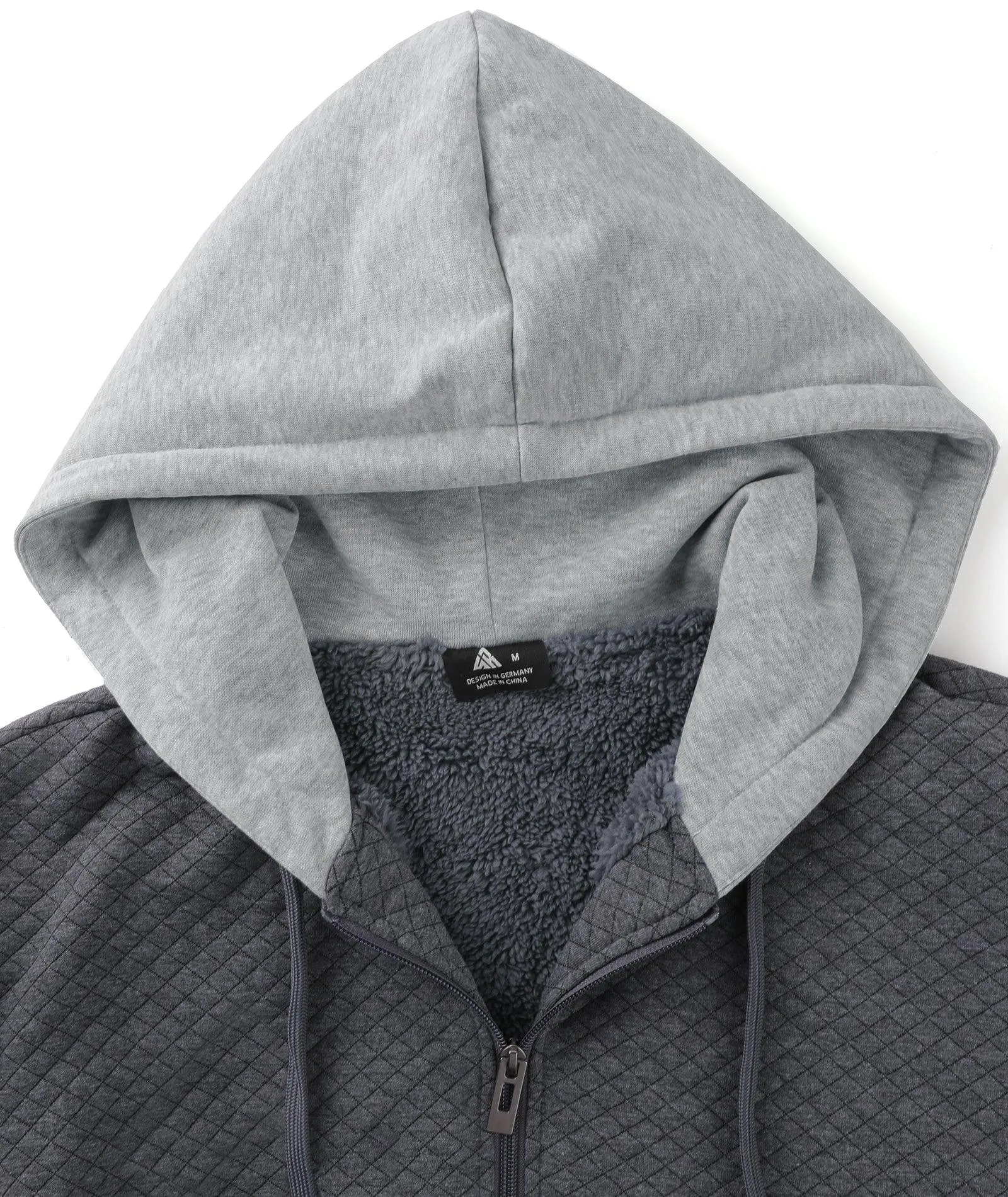 Men's Sherpa Hoodie Trendy Solid Full Zipper-ZPK006401