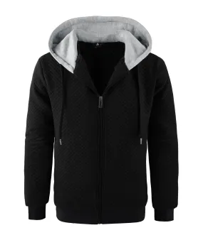 Men's Sherpa Hoodie Trendy Solid Full Zipper-ZPK006401