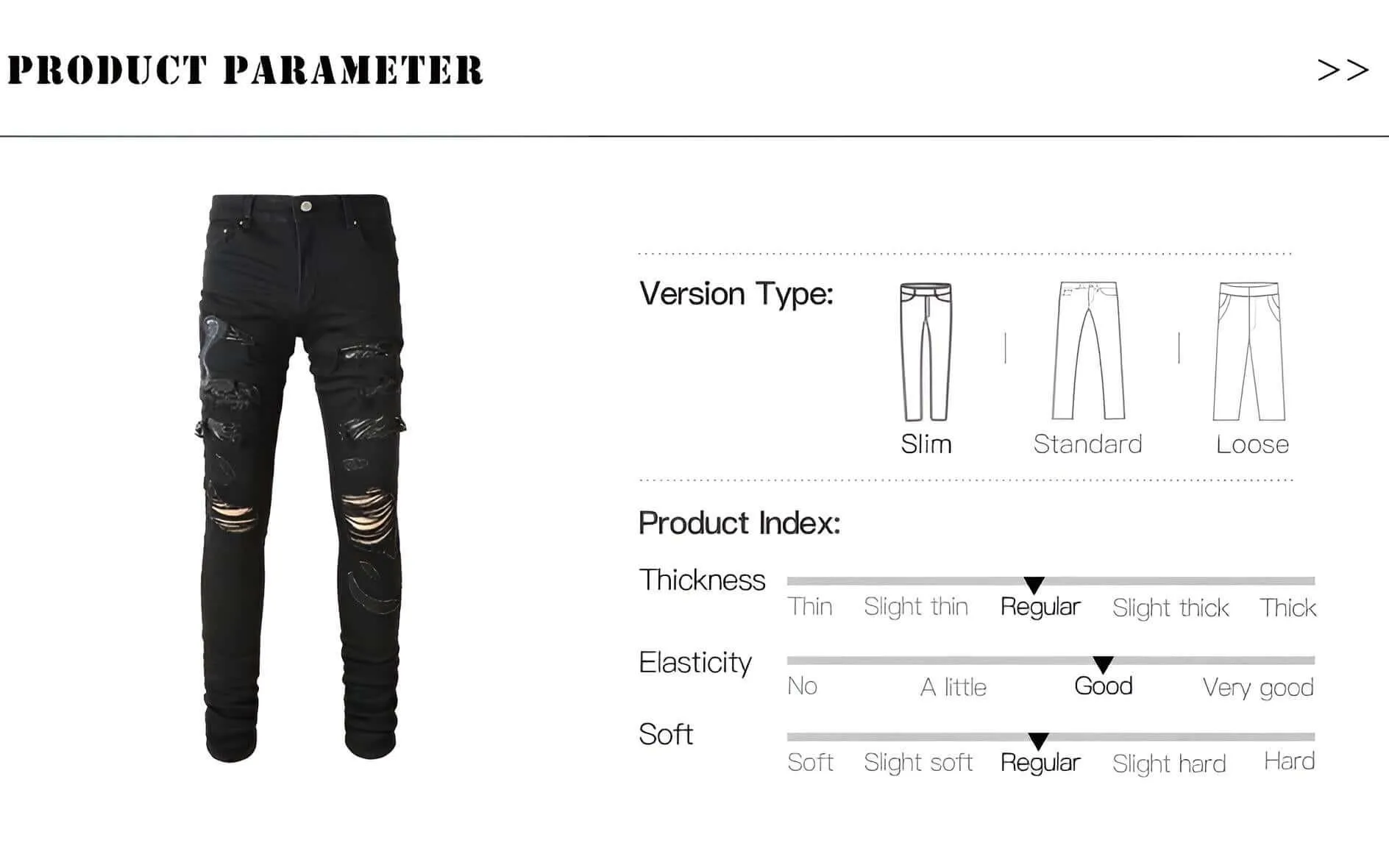 Men's Snake Embroidery Jeans Skinny Tapered Stretch Streetwear Denim Pants With Rips