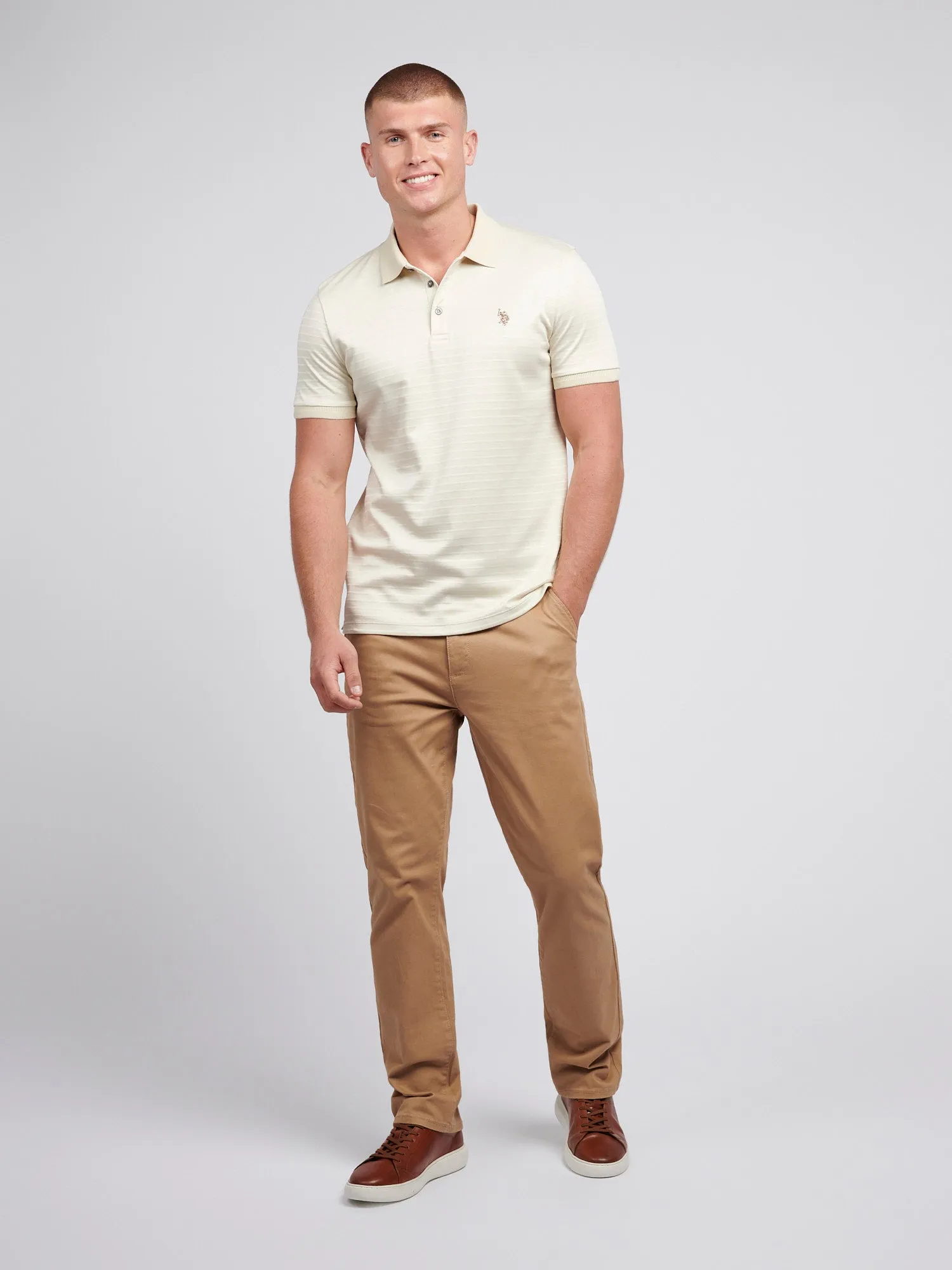 Mens Textured Polo Shirt in Moonstruck